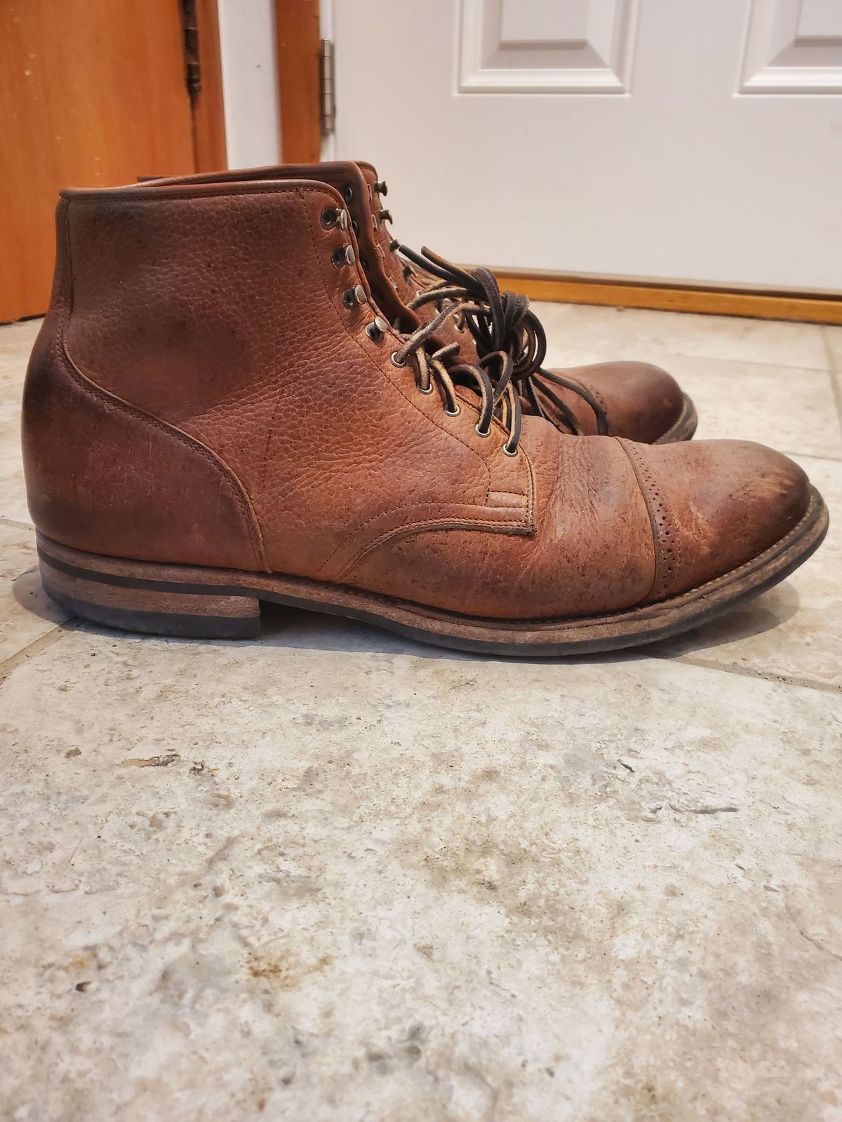 Photo by patinathunderdome on February 4, 2022 of the Viberg Service Boot in C.F. Stead Snuff Shrunken Kudu.