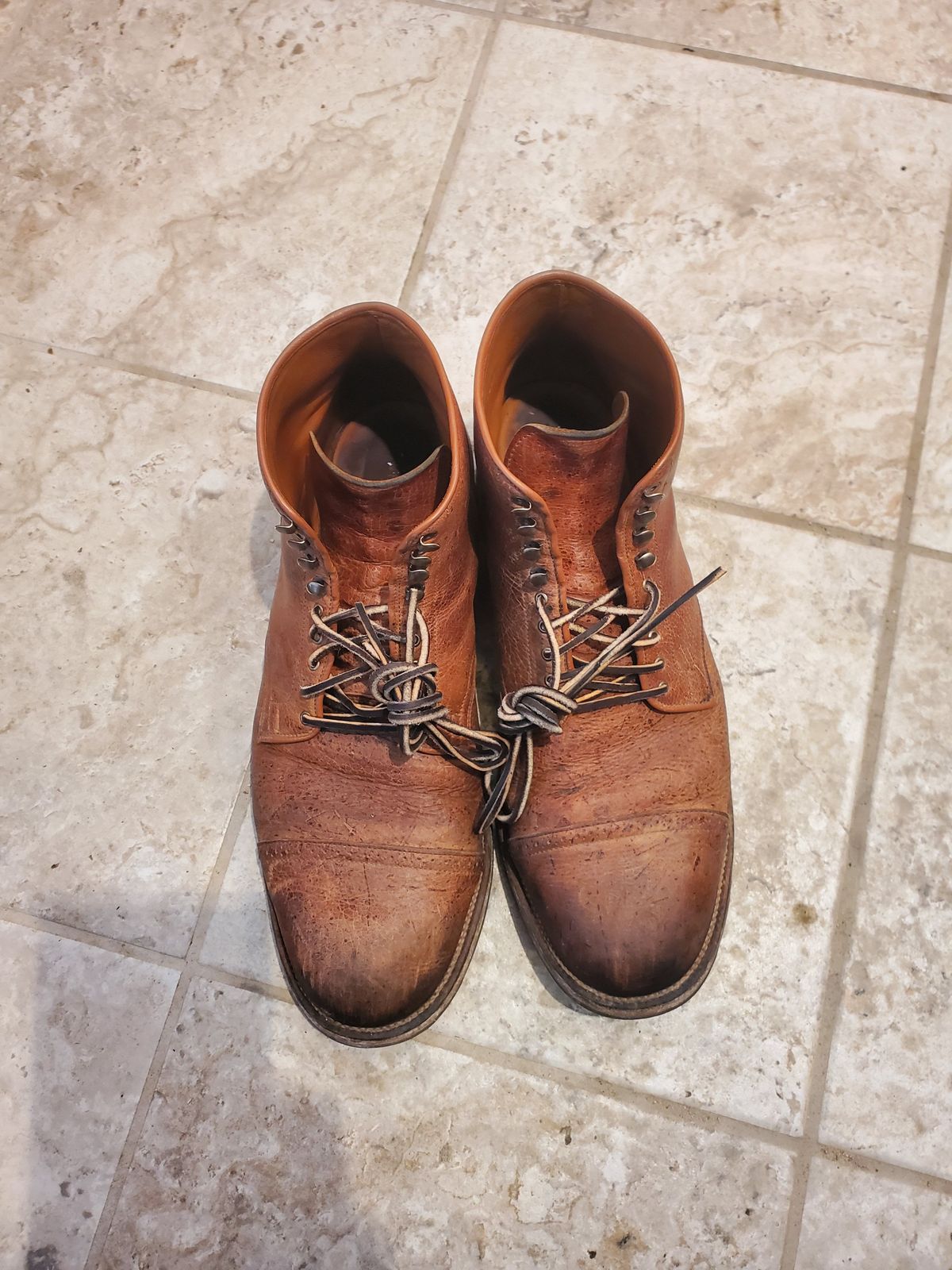 Photo by patinathunderdome on February 4, 2022 of the Viberg Service Boot in C.F. Stead Snuff Shrunken Kudu.