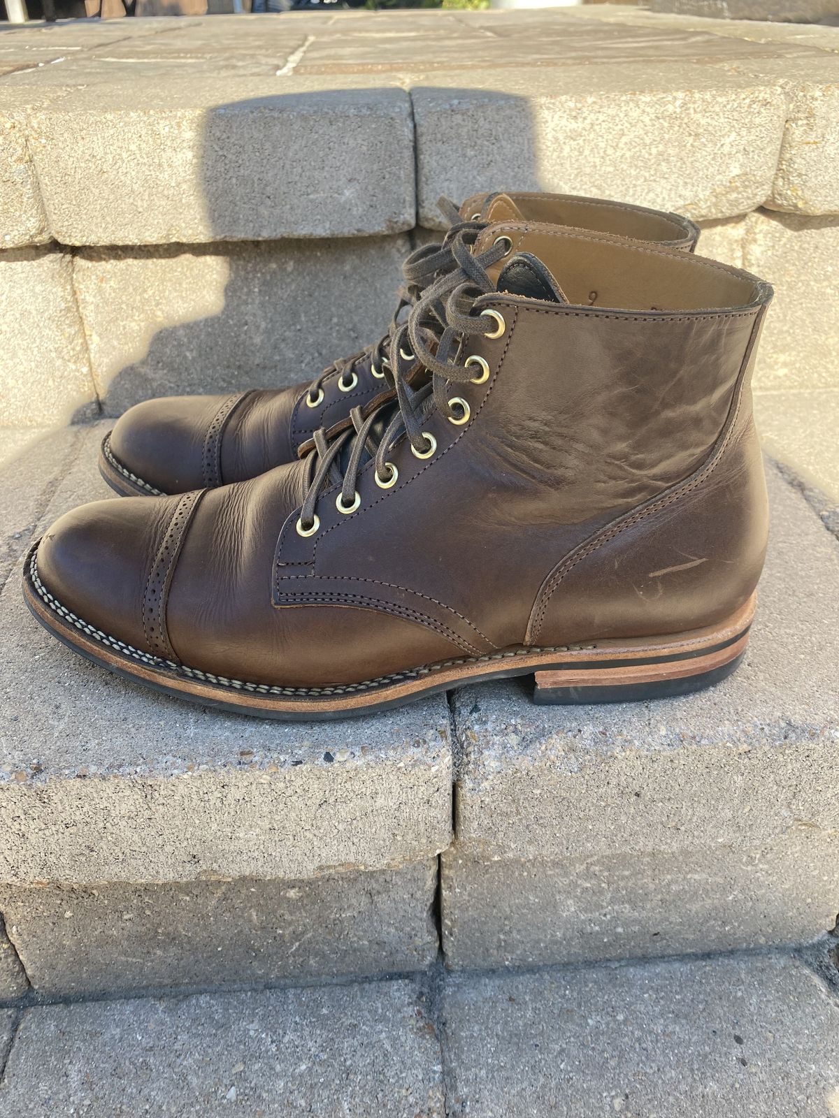 Photo by patinathunderdome on November 5, 2021 of the Viberg Service Boot in Guidi Olive Calf.