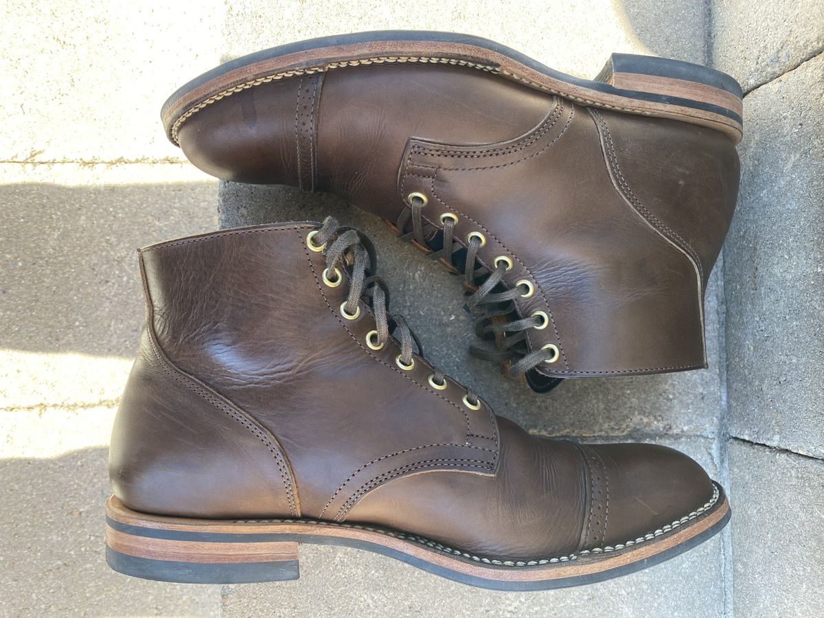 Photo by patinathunderdome on November 5, 2021 of the Viberg Service Boot in Guidi Olive Calf.