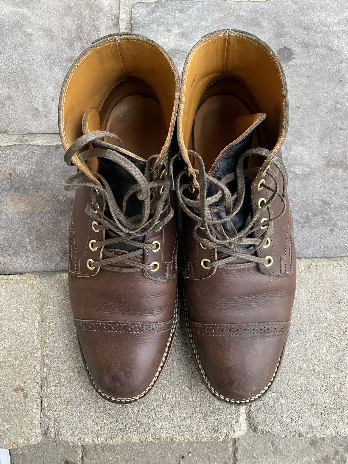 Photo by patinathunderdome on December 6, 2021 of the Viberg Service Boot in Guidi Olive Calf.