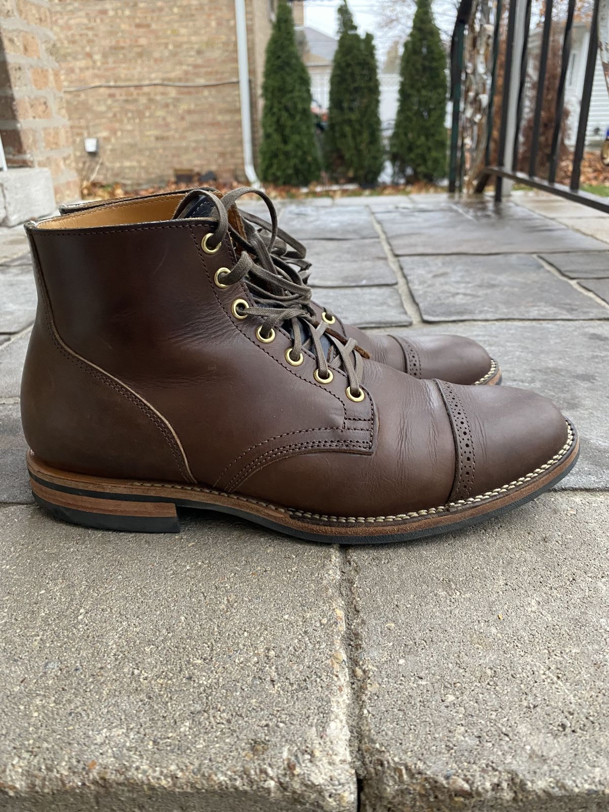 Photo by patinathunderdome on December 6, 2021 of the Viberg Service Boot in Guidi Olive Calf.
