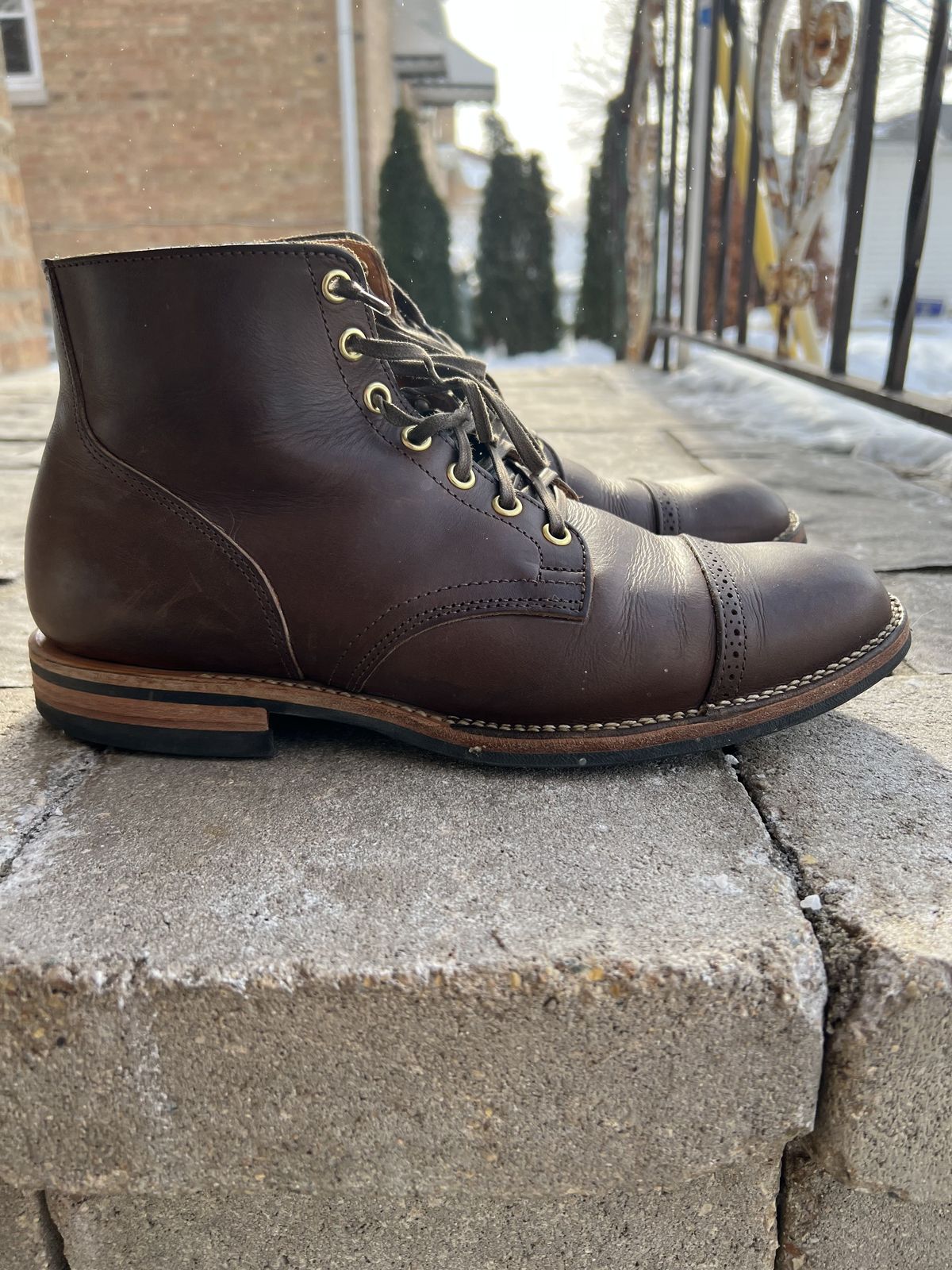 Photo by patinathunderdome on January 5, 2022 of the Viberg Service Boot in Guidi Olive Calf.