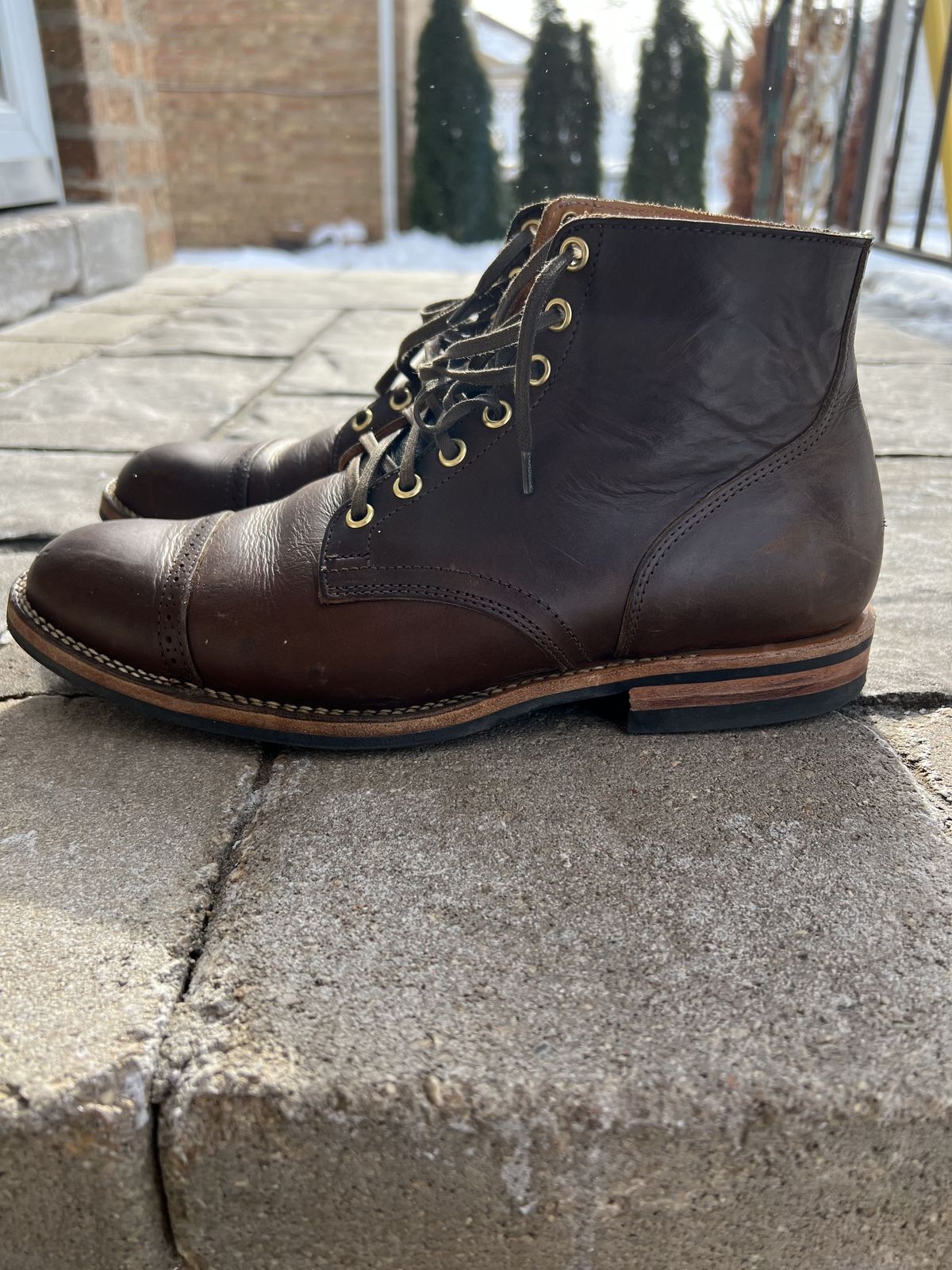 Photo by patinathunderdome on January 5, 2022 of the Viberg Service Boot in Guidi Olive Calf.
