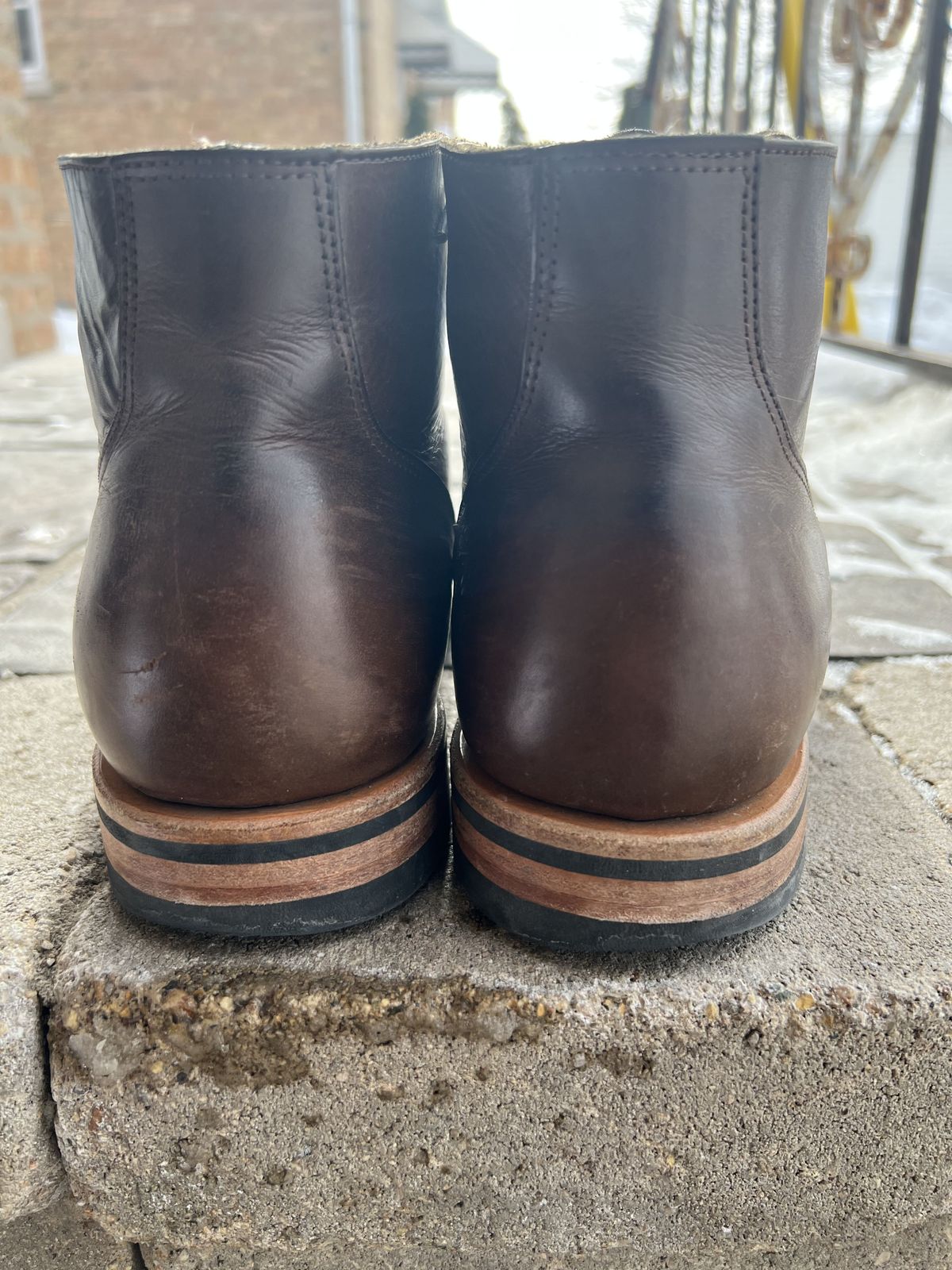 Photo by patinathunderdome on February 5, 2022 of the Viberg Service Boot in Guidi Olive Calf.