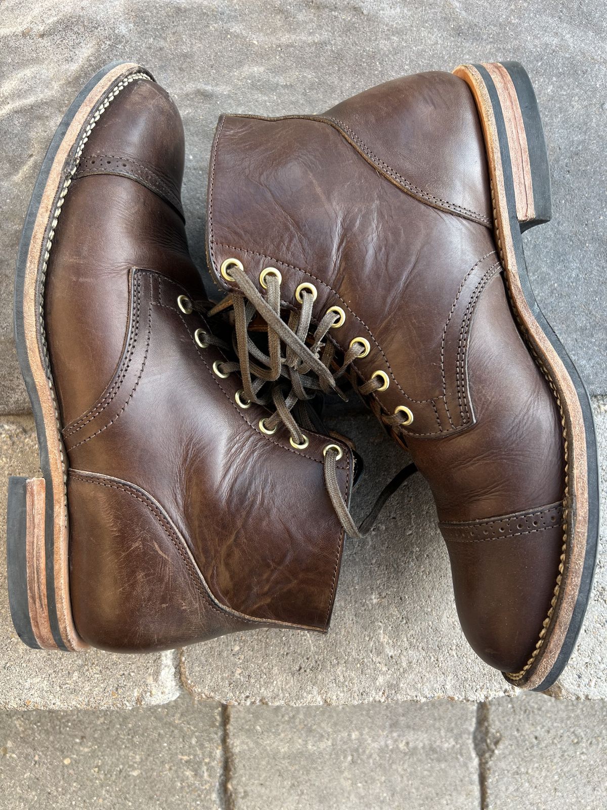 Photo by patinathunderdome on March 5, 2022 of the Viberg Service Boot in Guidi Olive Calf.