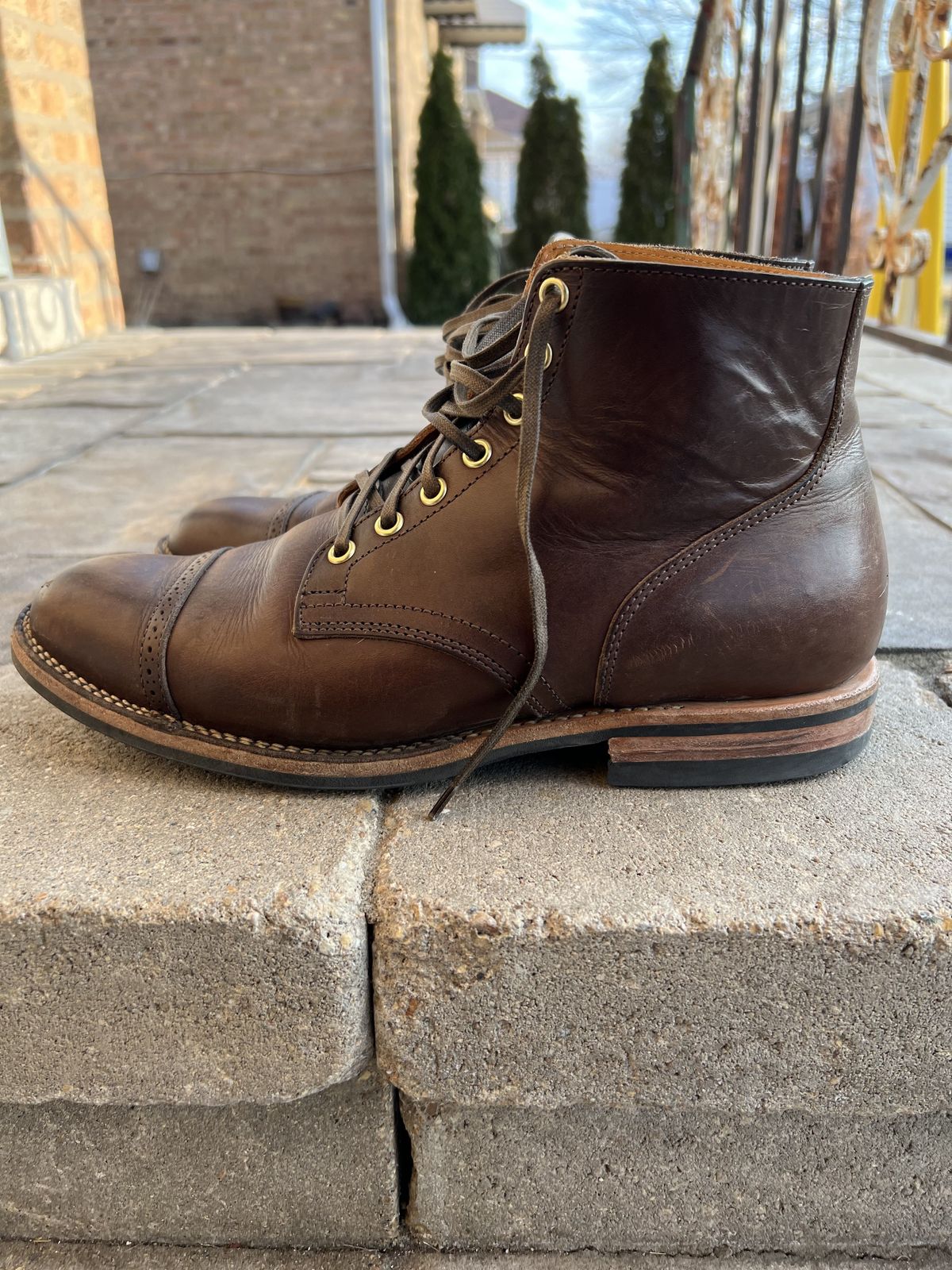 Photo by patinathunderdome on March 5, 2022 of the Viberg Service Boot in Guidi Olive Calf.