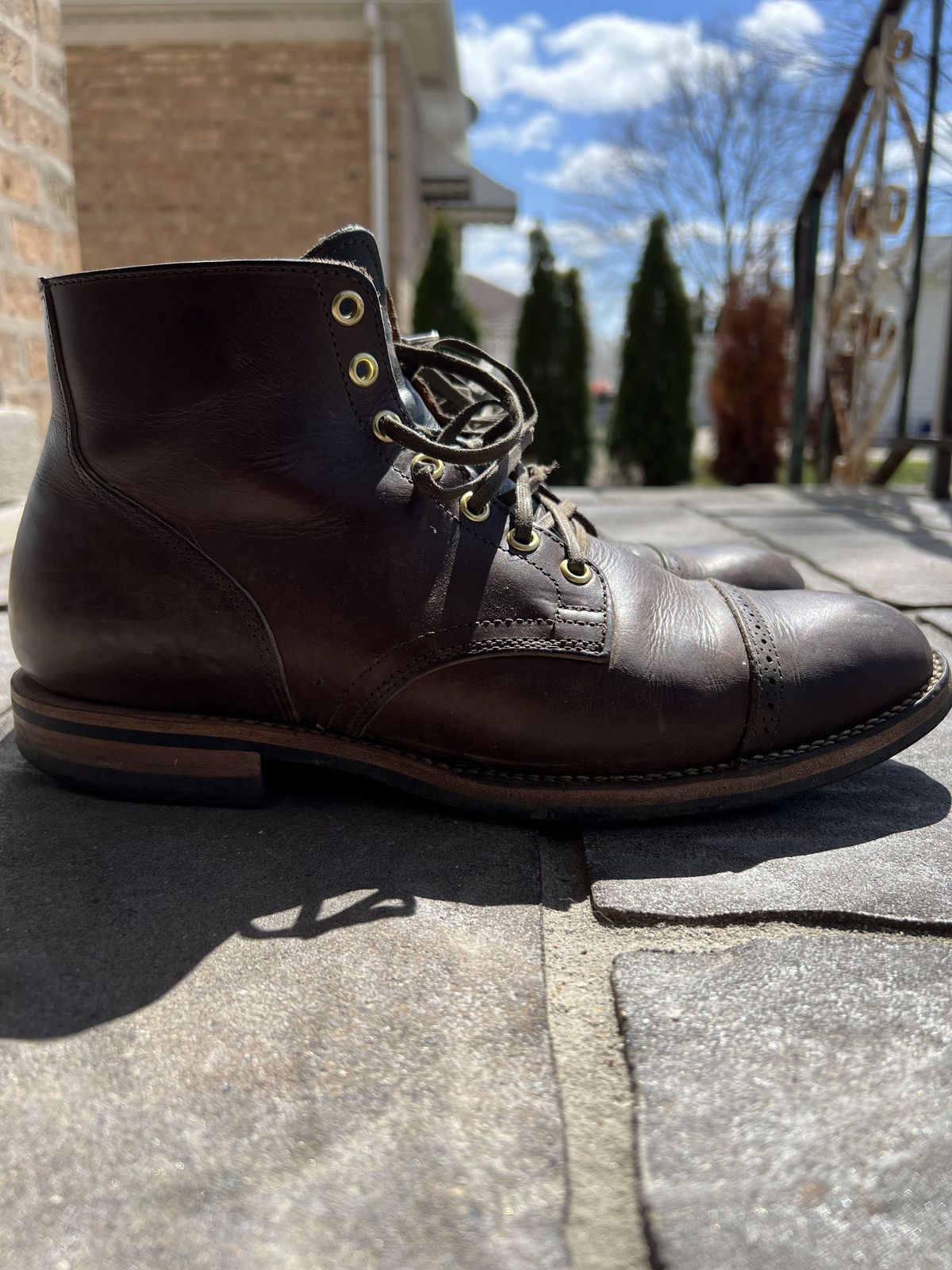 Photo by patinathunderdome on April 1, 2022 of the Viberg Service Boot in Guidi Olive Calf.