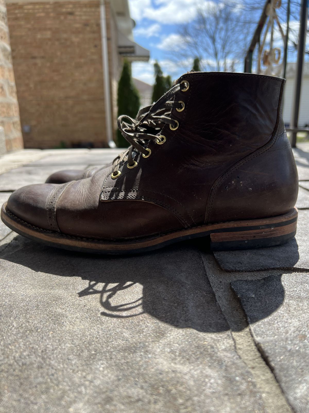 Photo by patinathunderdome on April 1, 2022 of the Viberg Service Boot in Guidi Olive Calf.