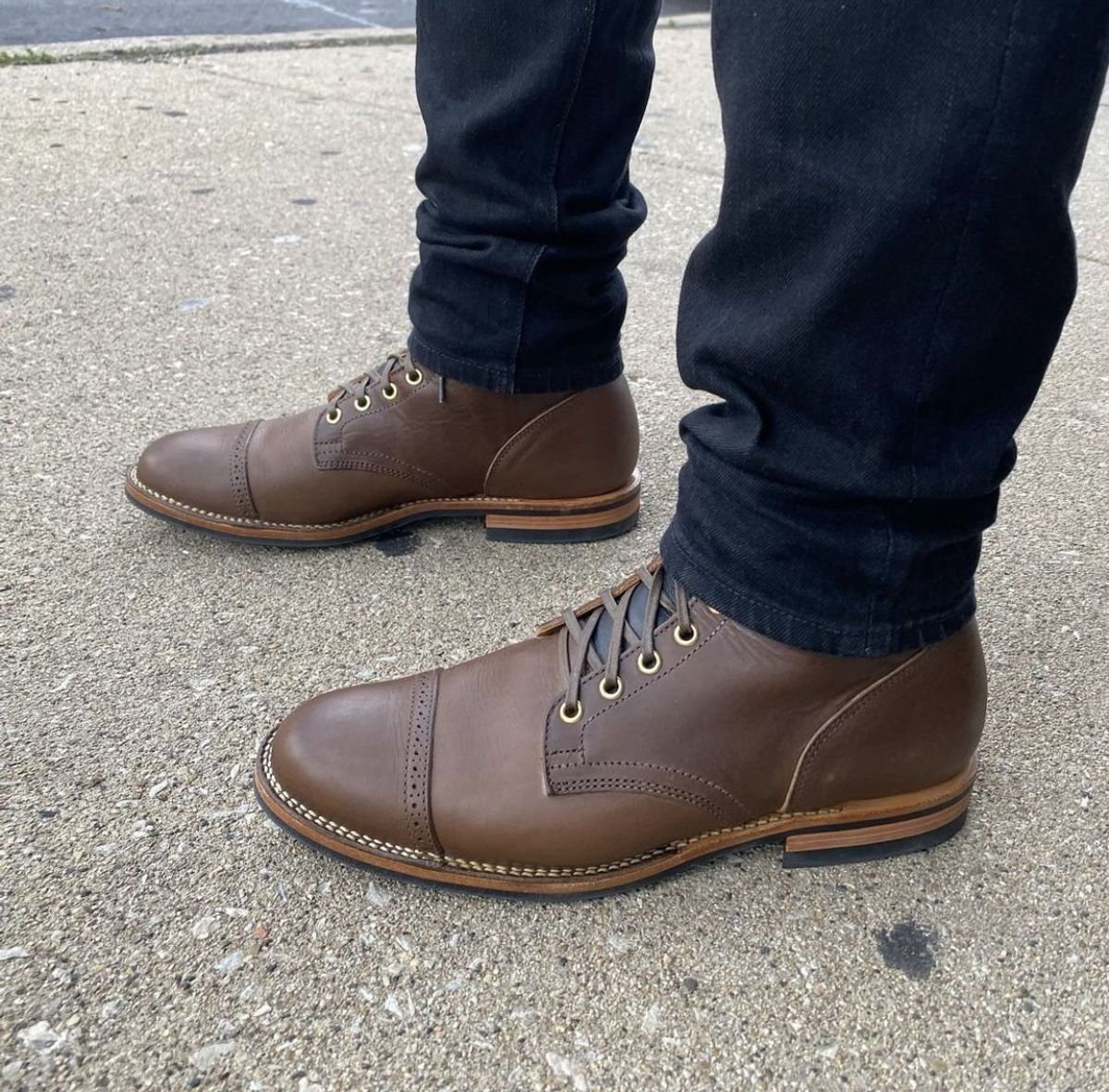 Photo by patinathunderdome on May 6, 2022 of the Viberg Service Boot in Guidi Olive Calf.