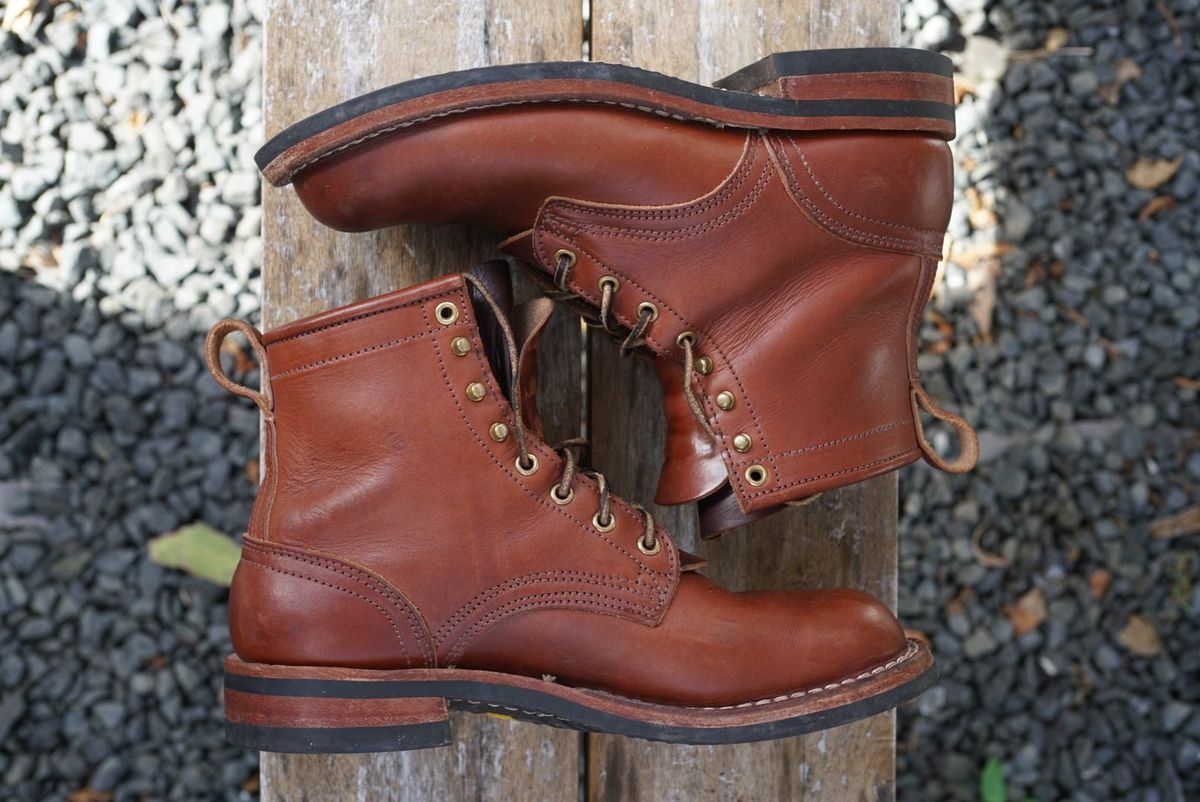 Photo by patinathunderdome on December 2, 2021 of the Nicks Falcon in Wickett & Craig Medium Brown English Bridle.