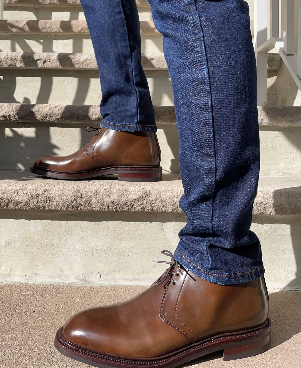 Photo by patinathunderdome on October 1, 2021 of the Carmina Chukka Boots 708 in Horween Armagnac Shell Cordovan.