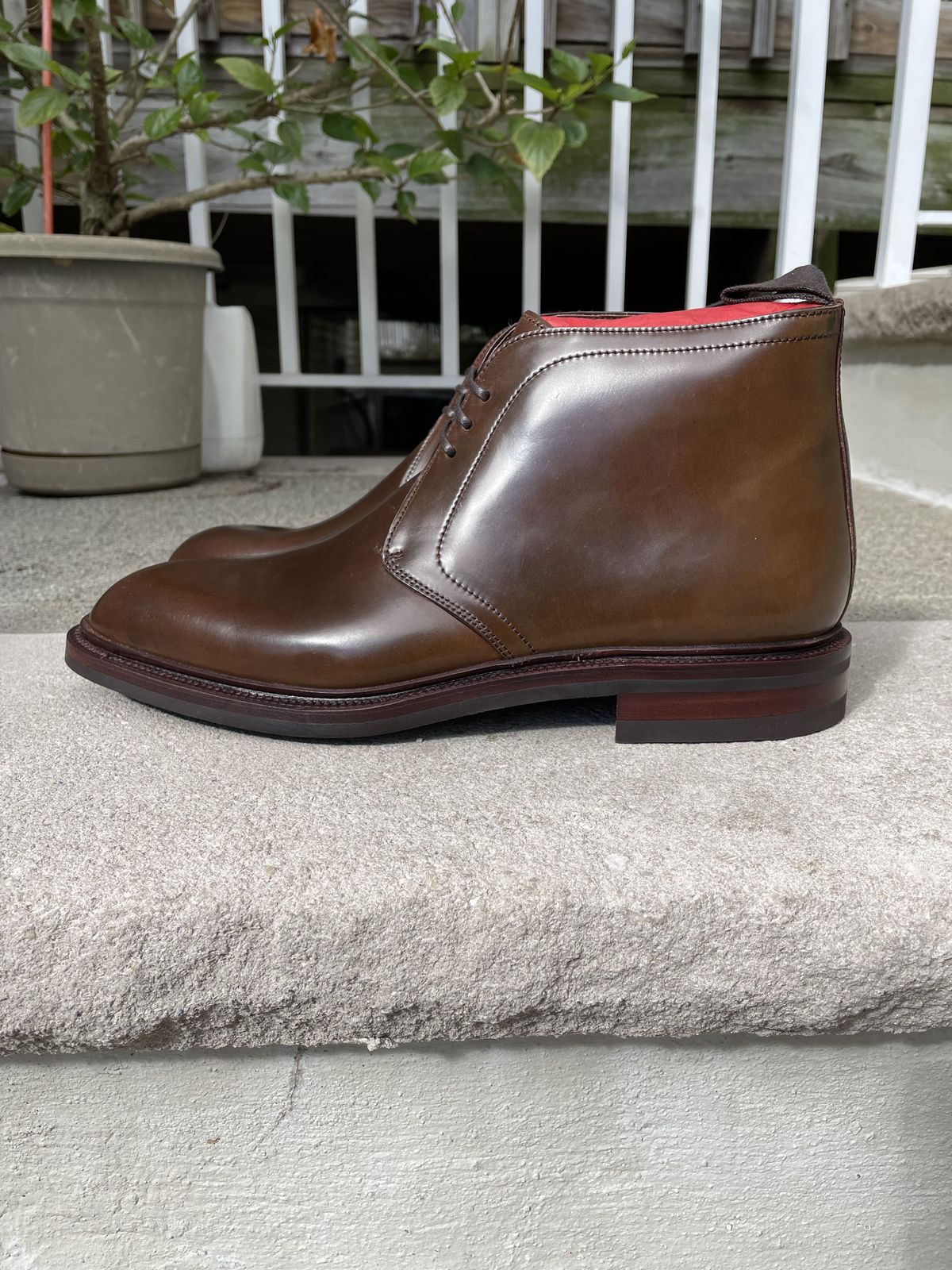 Photo by patinathunderdome on October 1, 2021 of the Carmina Chukka Boots 708 in Horween Armagnac Shell Cordovan.