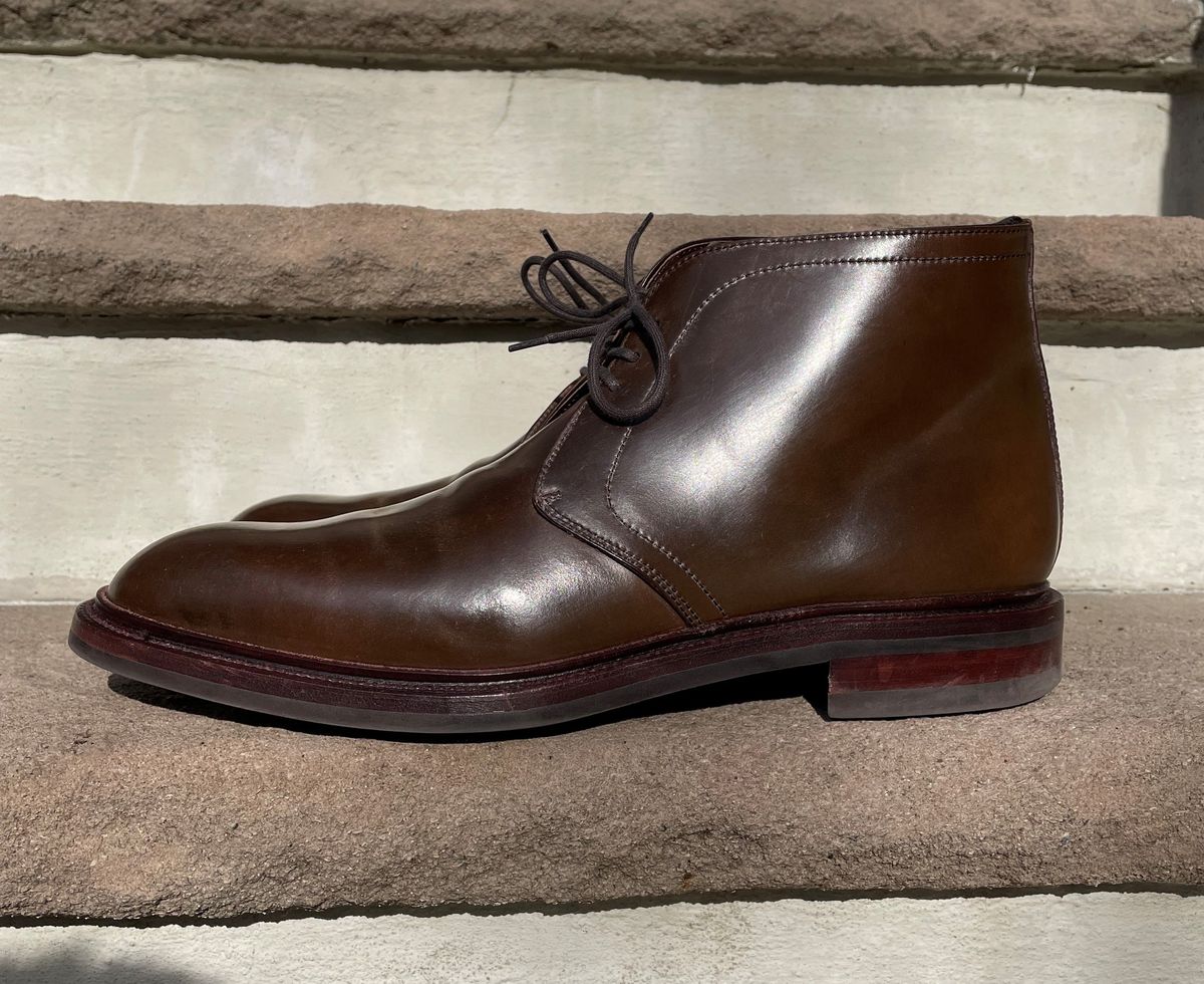 Photo by patinathunderdome on December 3, 2021 of the Carmina Chukka Boots 708 in Horween Armagnac Shell Cordovan.