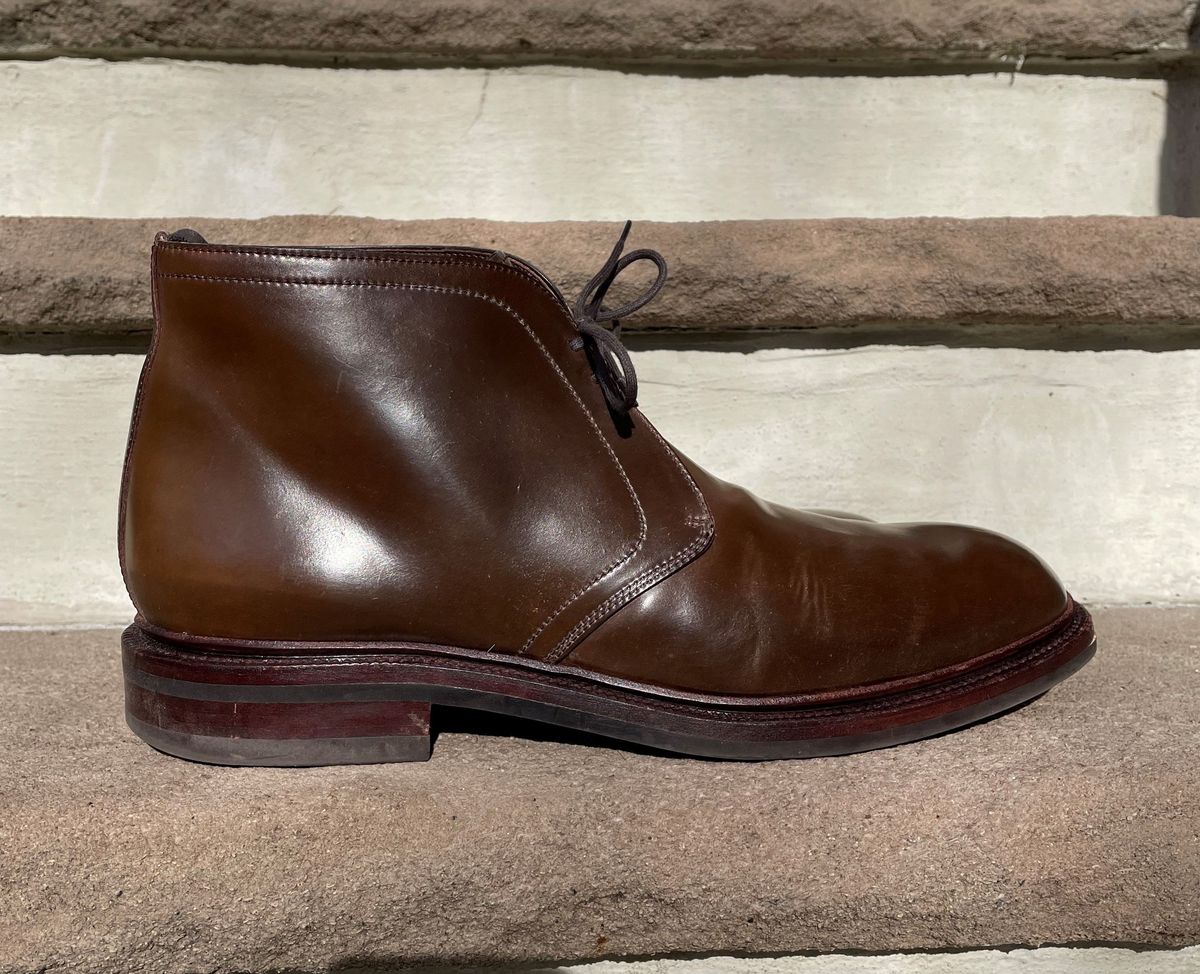 Photo by patinathunderdome on December 3, 2021 of the Carmina Chukka Boots 708 in Horween Armagnac Shell Cordovan.