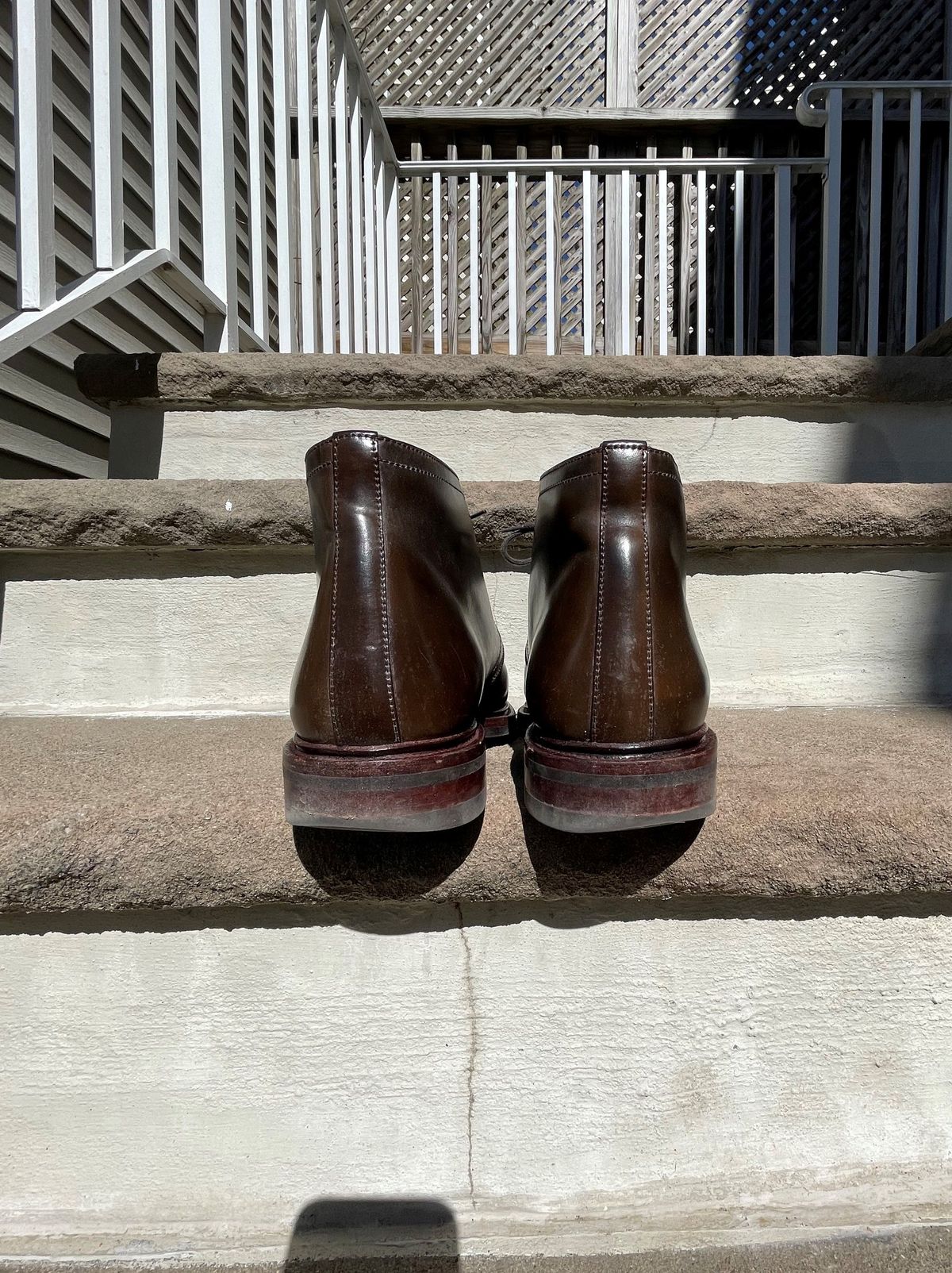 Photo by patinathunderdome on March 3, 2022 of the Carmina Chukka Boots 708 in Horween Armagnac Shell Cordovan.