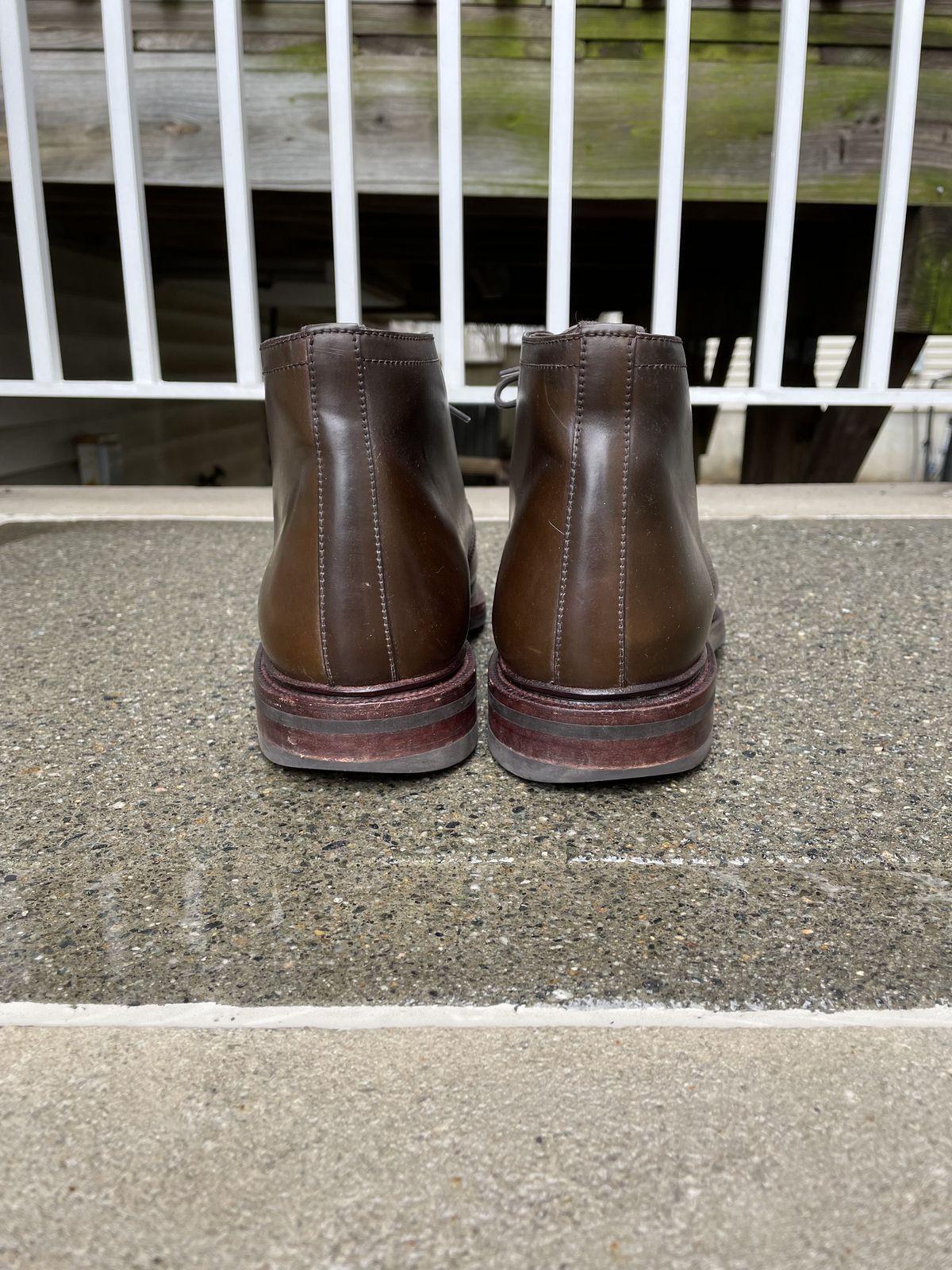 Photo by patinathunderdome on April 3, 2022 of the Carmina Chukka Boots 708 in Horween Armagnac Shell Cordovan.