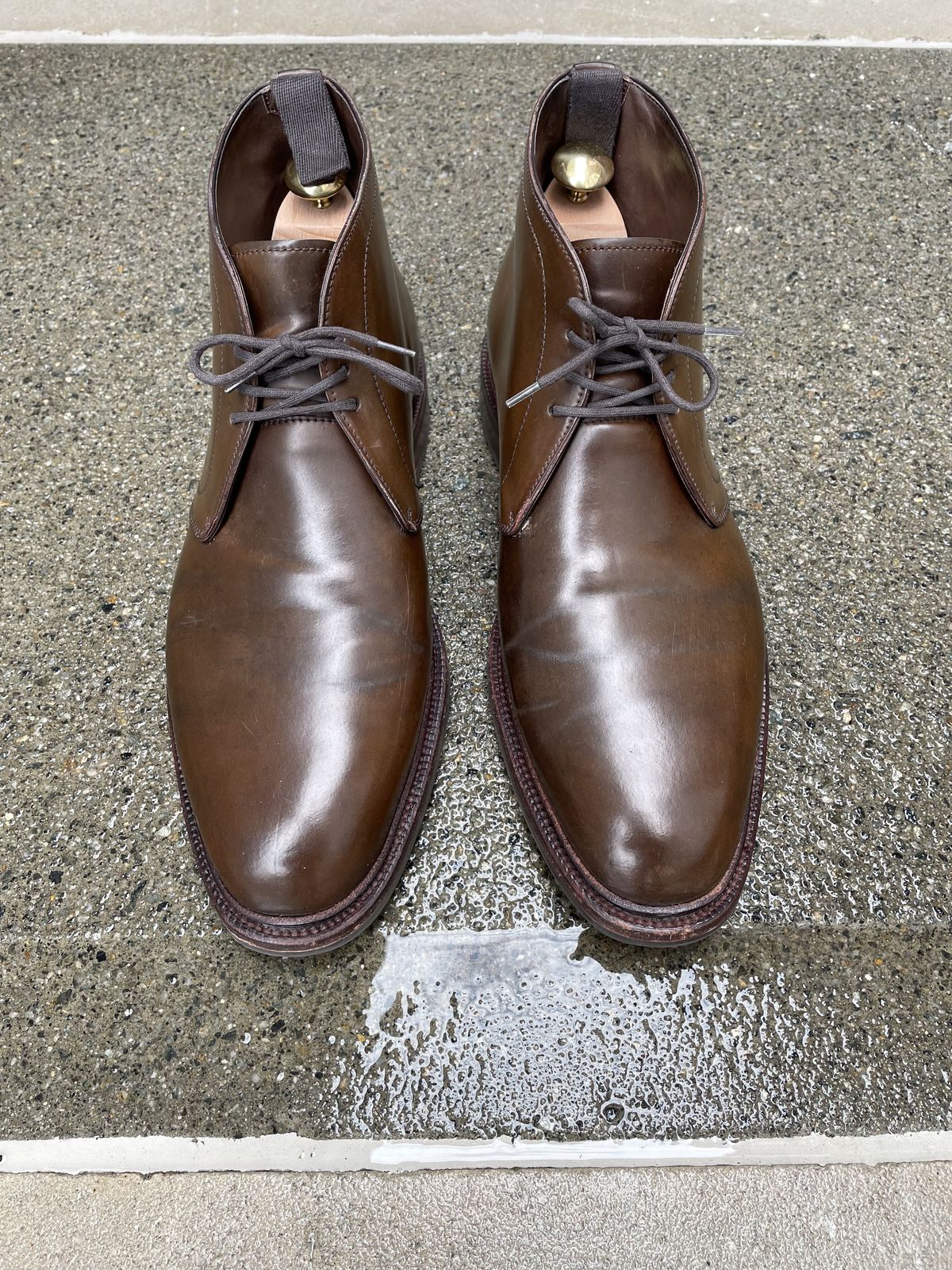 Photo by patinathunderdome on April 3, 2022 of the Carmina Chukka Boots 708 in Horween Armagnac Shell Cordovan.