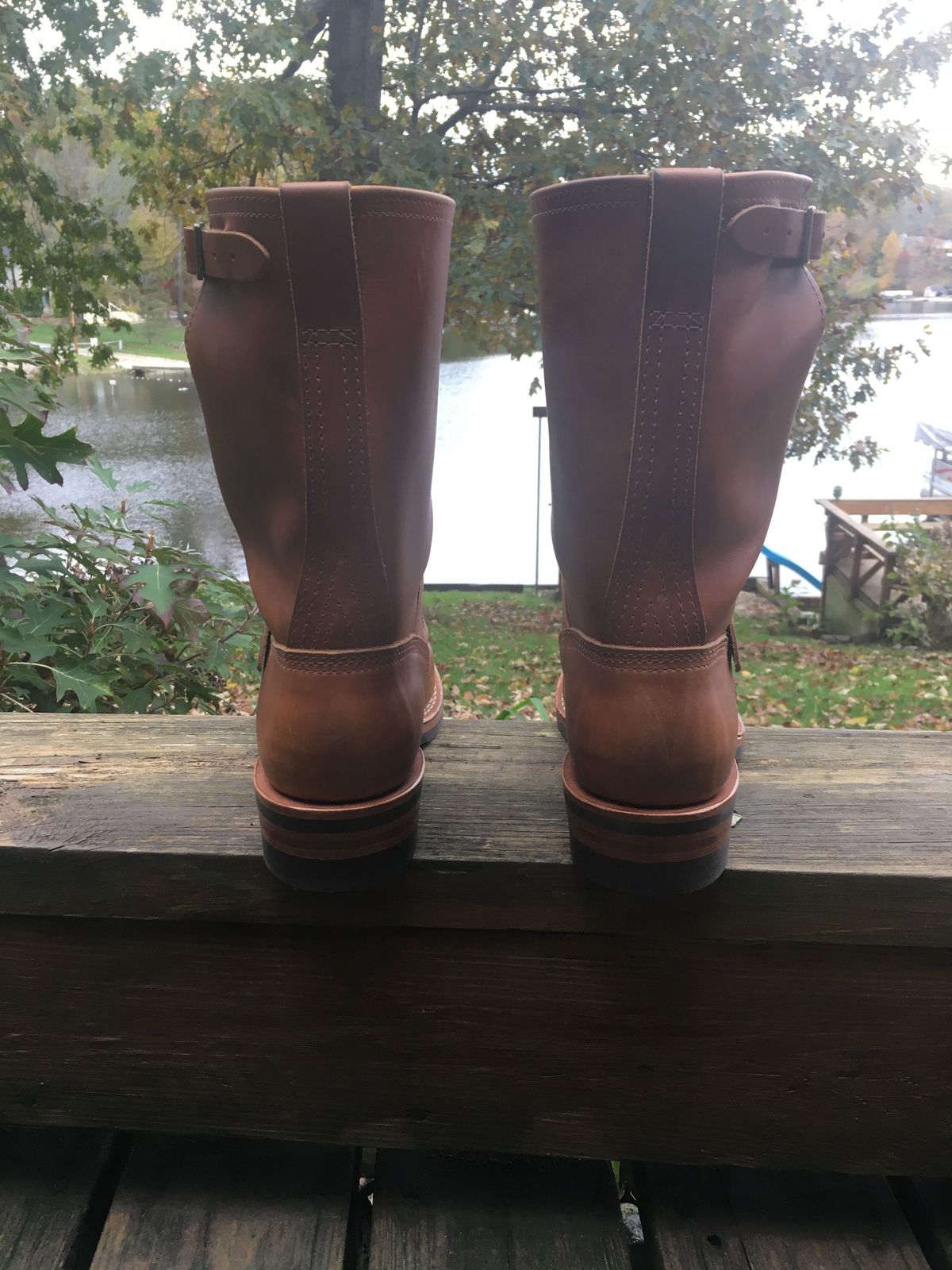 Photo by patinathunderdome on November 1, 2021 of the Wesco Boss Engineer Boot in Seidel British Tan Domain.