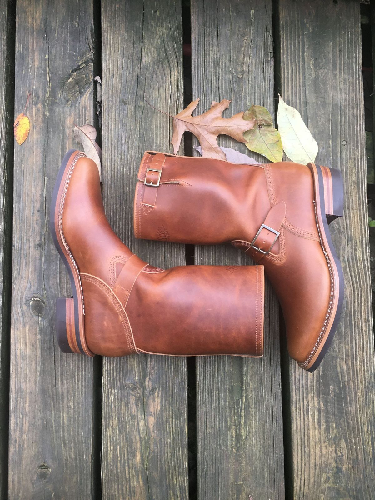 Photo by patinathunderdome on November 1, 2021 of the Wesco Boss Engineer Boot in Seidel British Tan Domain.