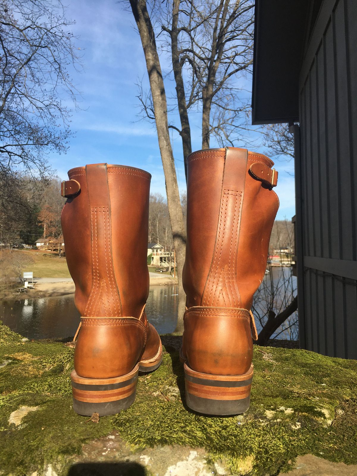 Photo by patinathunderdome on December 4, 2021 of the Wesco Boss Engineer Boot in Seidel British Tan Domain.