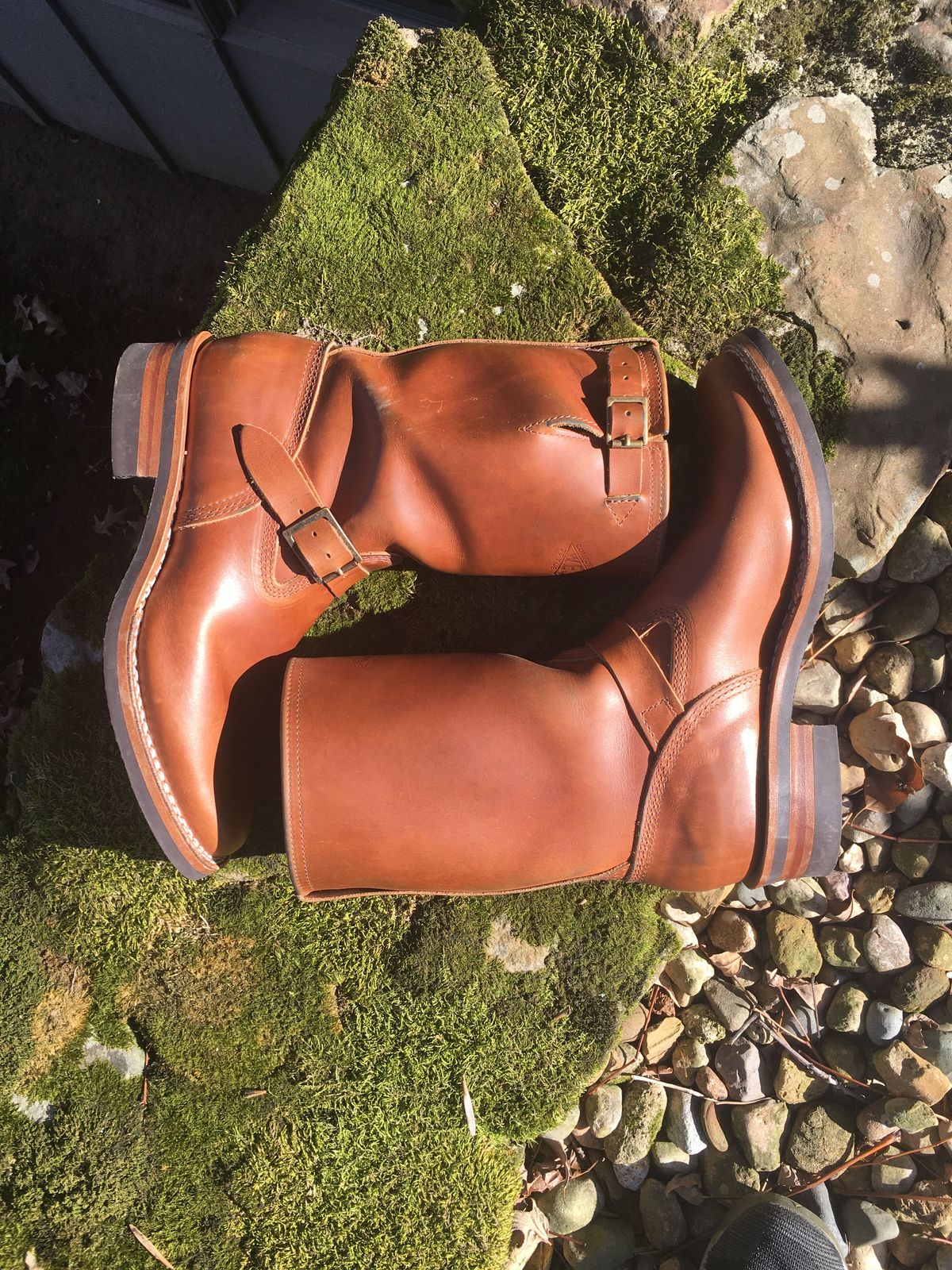 Photo by patinathunderdome on December 4, 2021 of the Wesco Boss Engineer Boot in Seidel British Tan Domain.