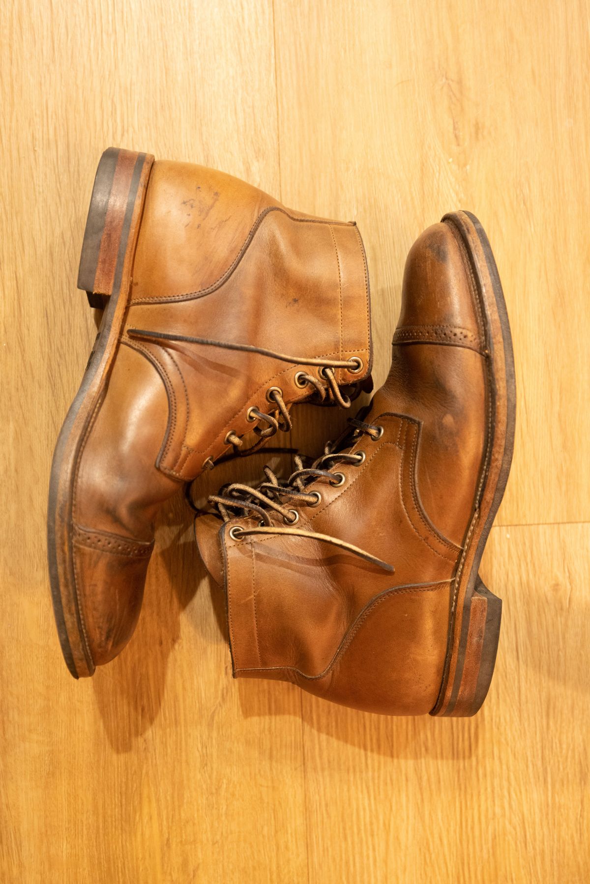 Photo by patinathunderdome on January 4, 2022 of the Viberg Service Boot in Horween Natural Chromexcel.