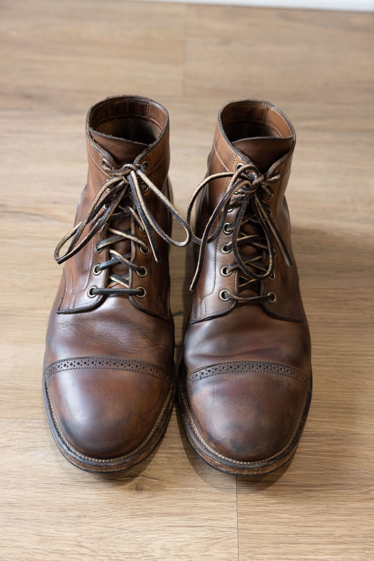 Photo by patinathunderdome on April 4, 2022 of the Viberg Service Boot in Horween Natural Chromexcel.