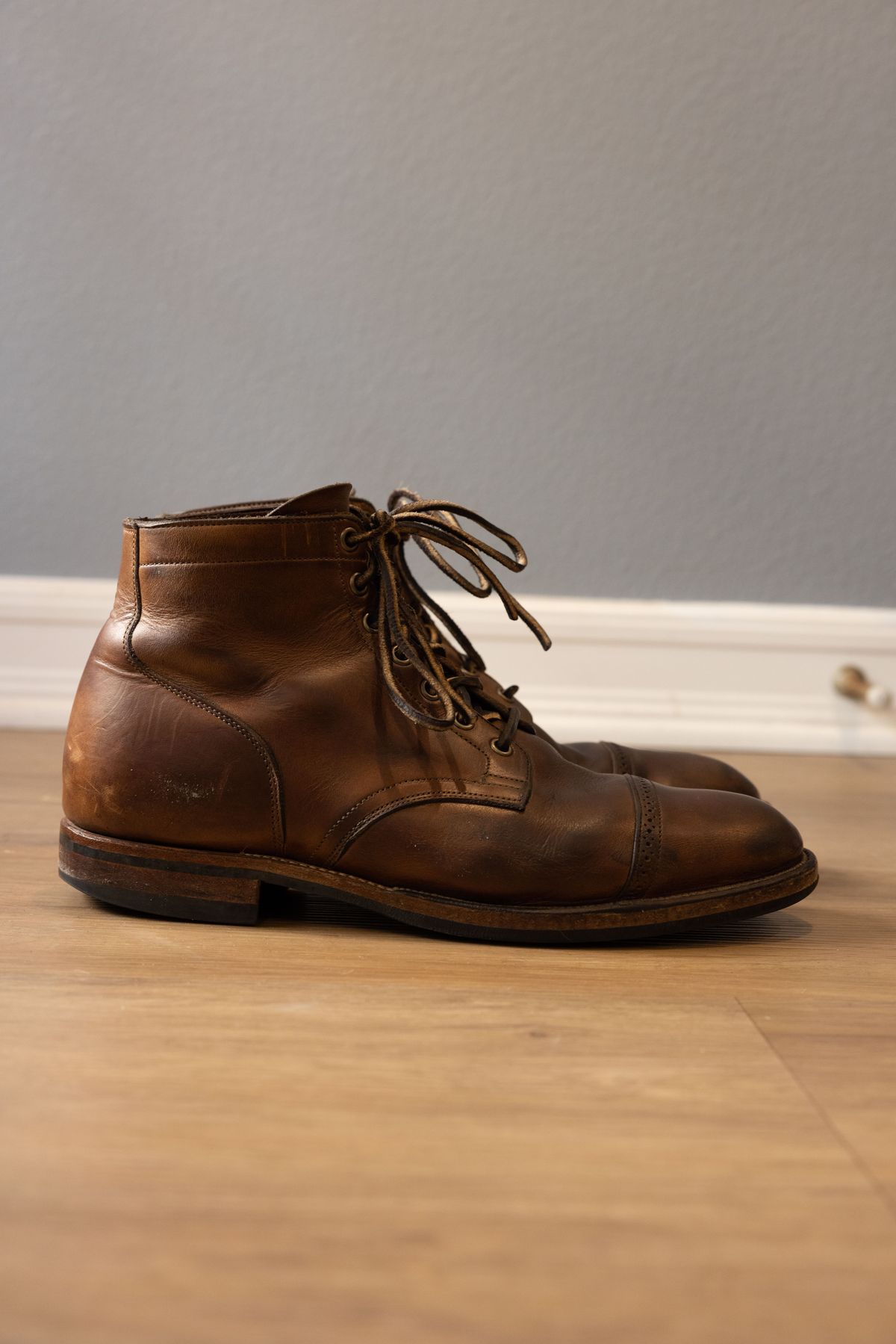 Photo by patinathunderdome on April 4, 2022 of the Viberg Service Boot in Horween Natural Chromexcel.