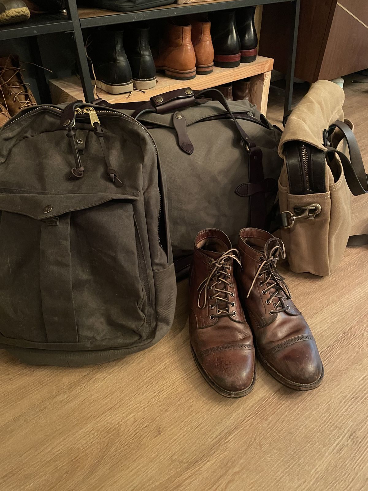 Photo by patinathunderdome on May 4, 2022 of the Viberg Service Boot in Horween Natural Chromexcel.