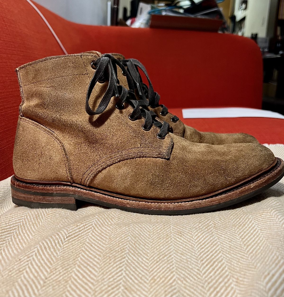 Photo by patinathunderdome on January 5, 2022 of the Parkhurst The Allen in S.B. Foot Dune Roughout Suede.