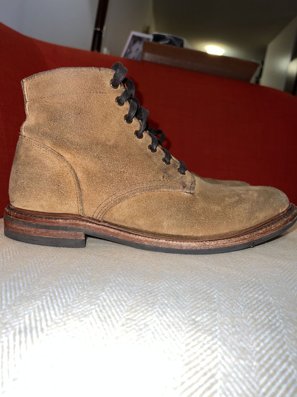 Photo by patinathunderdome on February 5, 2022 of the Parkhurst The Allen in S.B. Foot Dune Roughout Suede.
