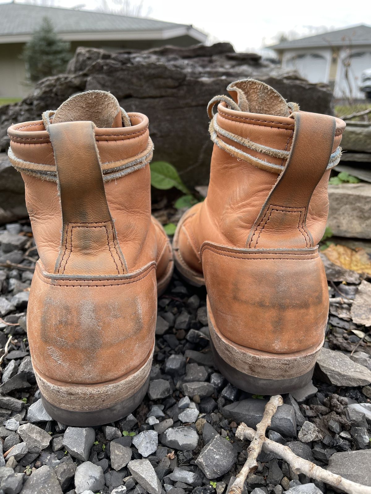 Photo by patinathunderdome on December 4, 2021 of the Wesco Hendrik in Horween Natural Essex.