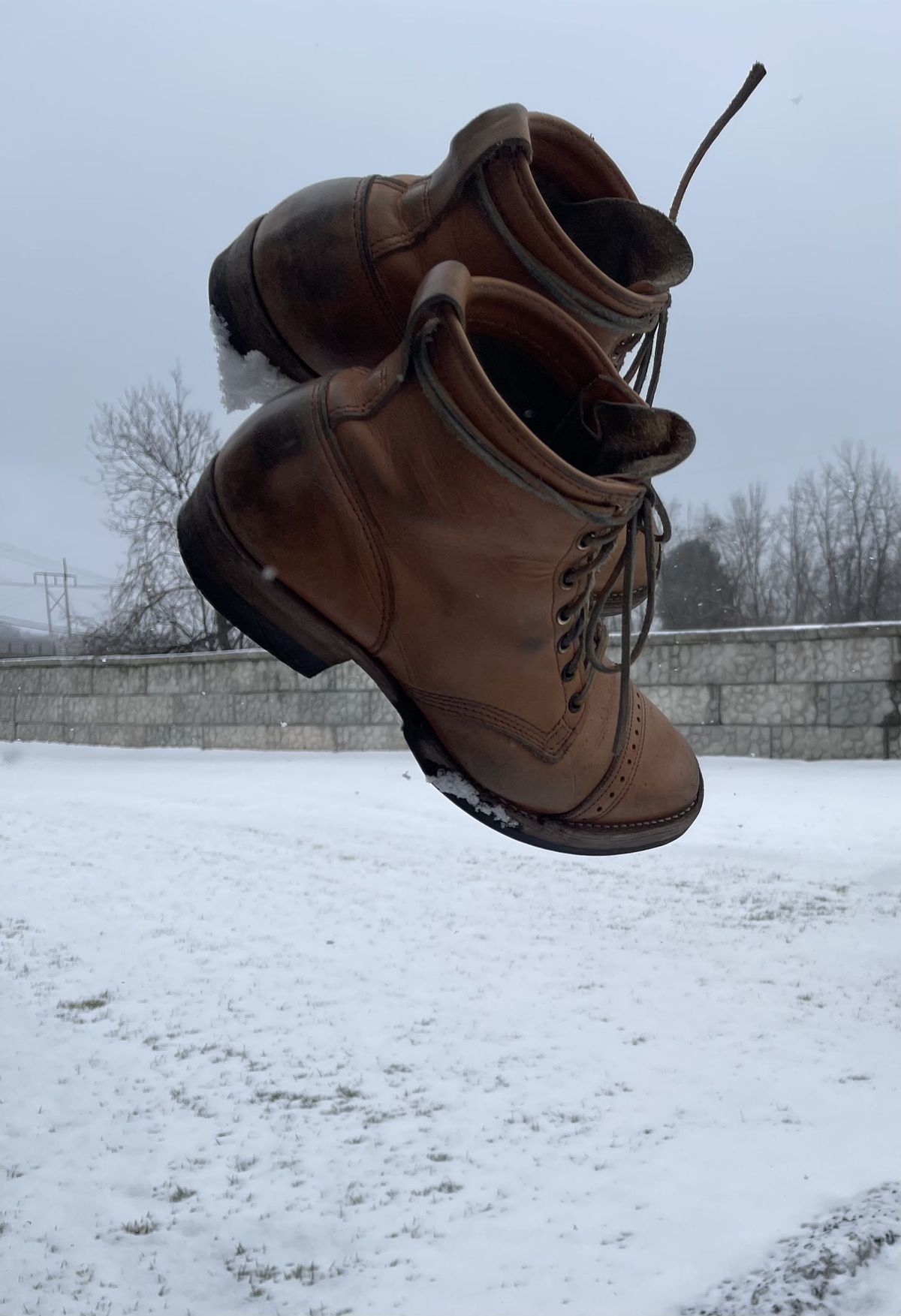 Photo by patinathunderdome on March 2, 2022 of the Wesco Hendrik in Horween Natural Essex.