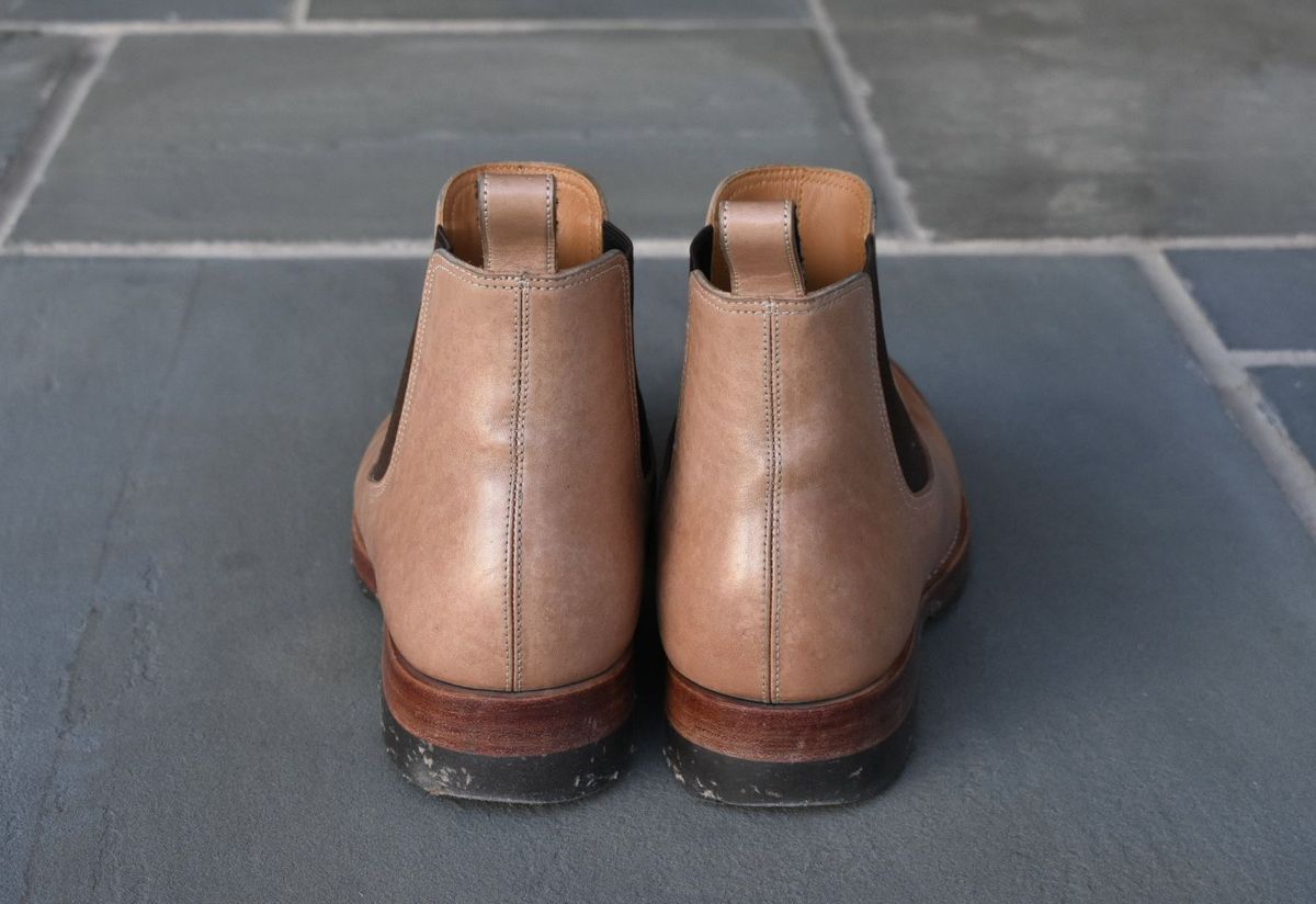 Photo by patinathunderdome on February 4, 2022 of the Benzein The Seventh Chelsea Boot in Shinki Natural Oiled Horsebutt.