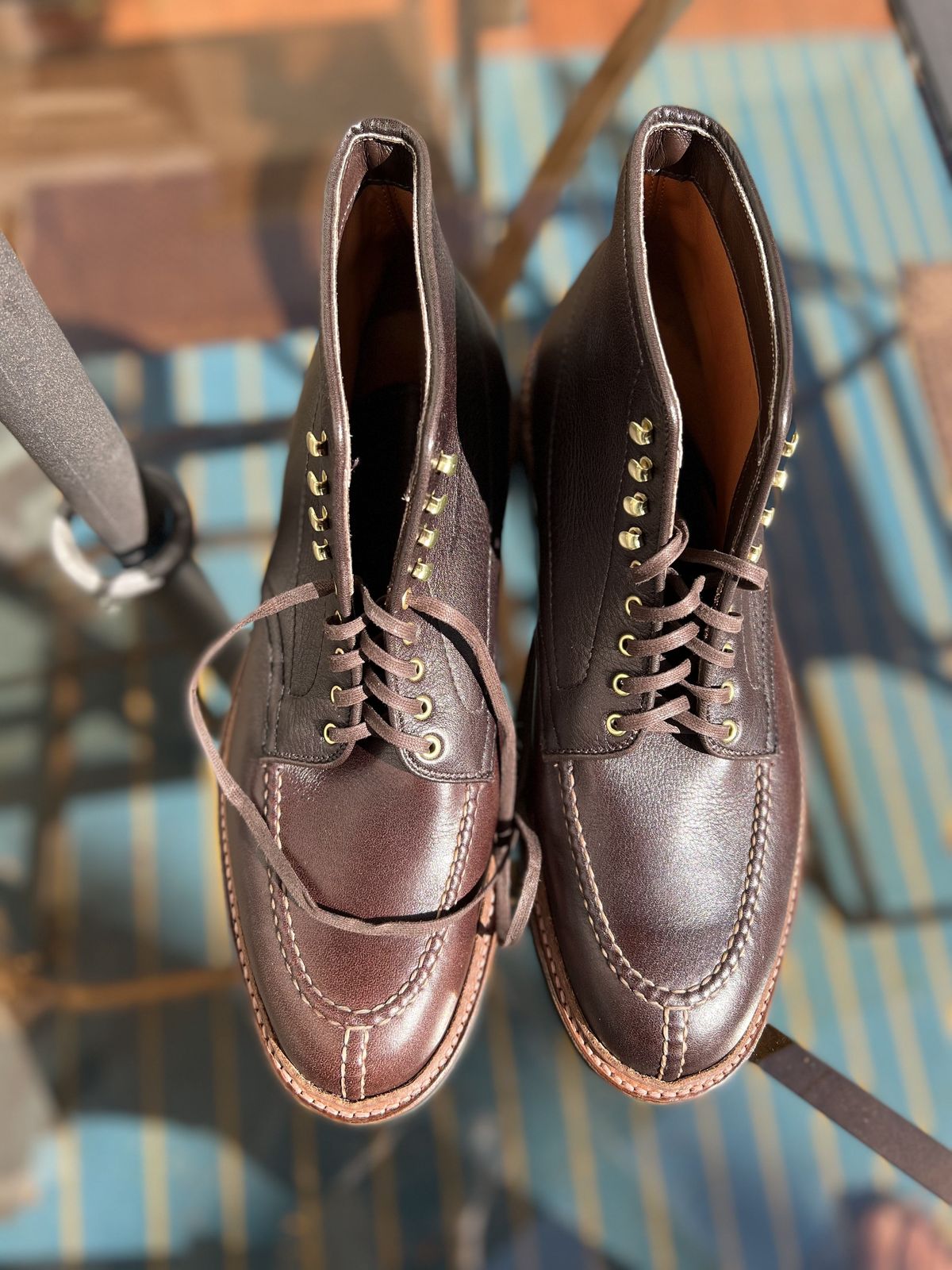 Photo by patinathunderdome on September 30, 2021 of the Alden Tanker Boot in Horween Arabica Lux Calfskin.