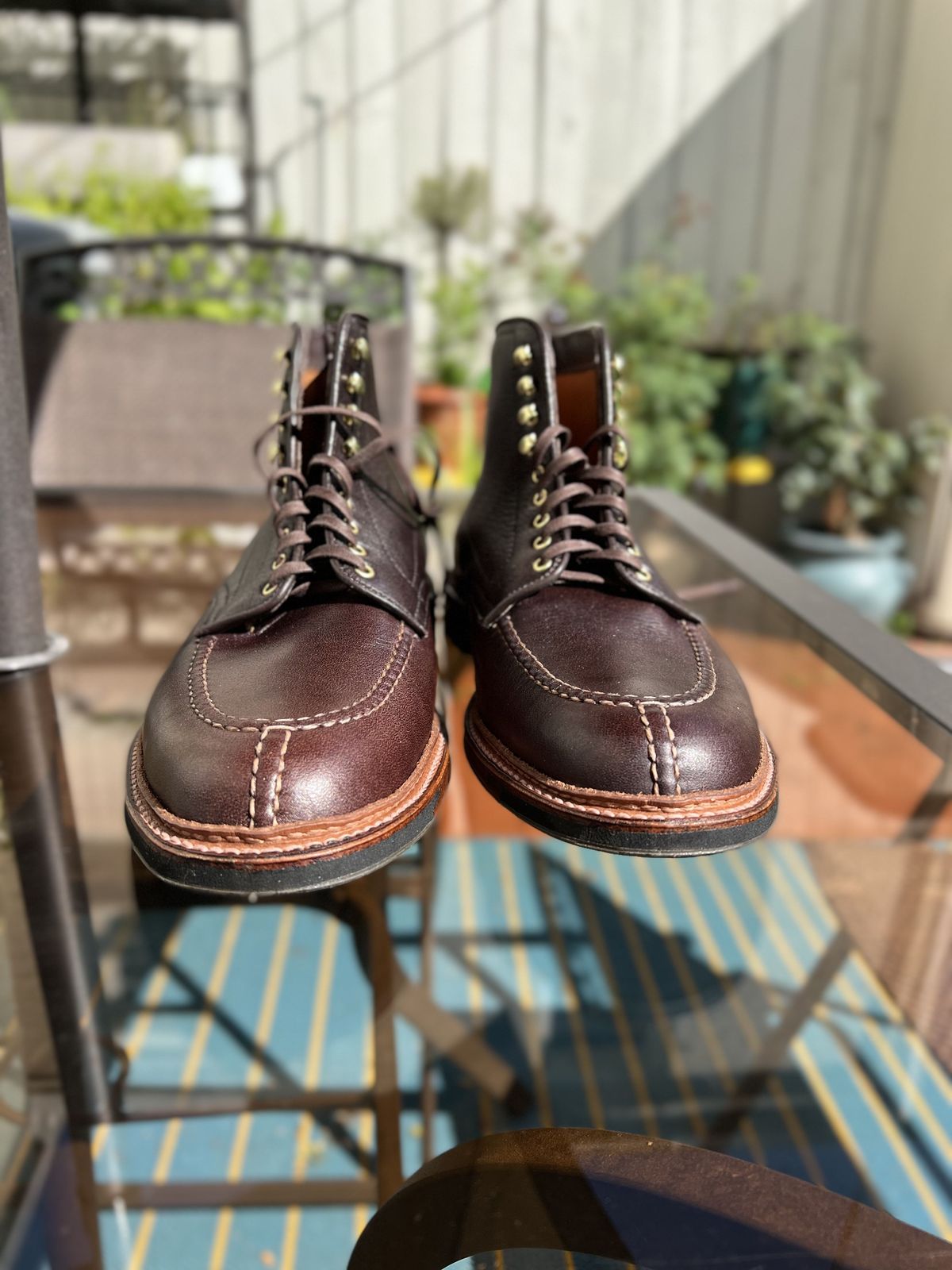 Photo by patinathunderdome on September 30, 2021 of the Alden Tanker Boot in Horween Arabica Lux Calfskin.