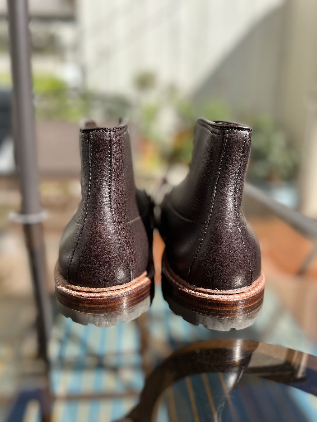 Photo by patinathunderdome on September 30, 2021 of the Alden Tanker Boot in Horween Arabica Lux Calfskin.