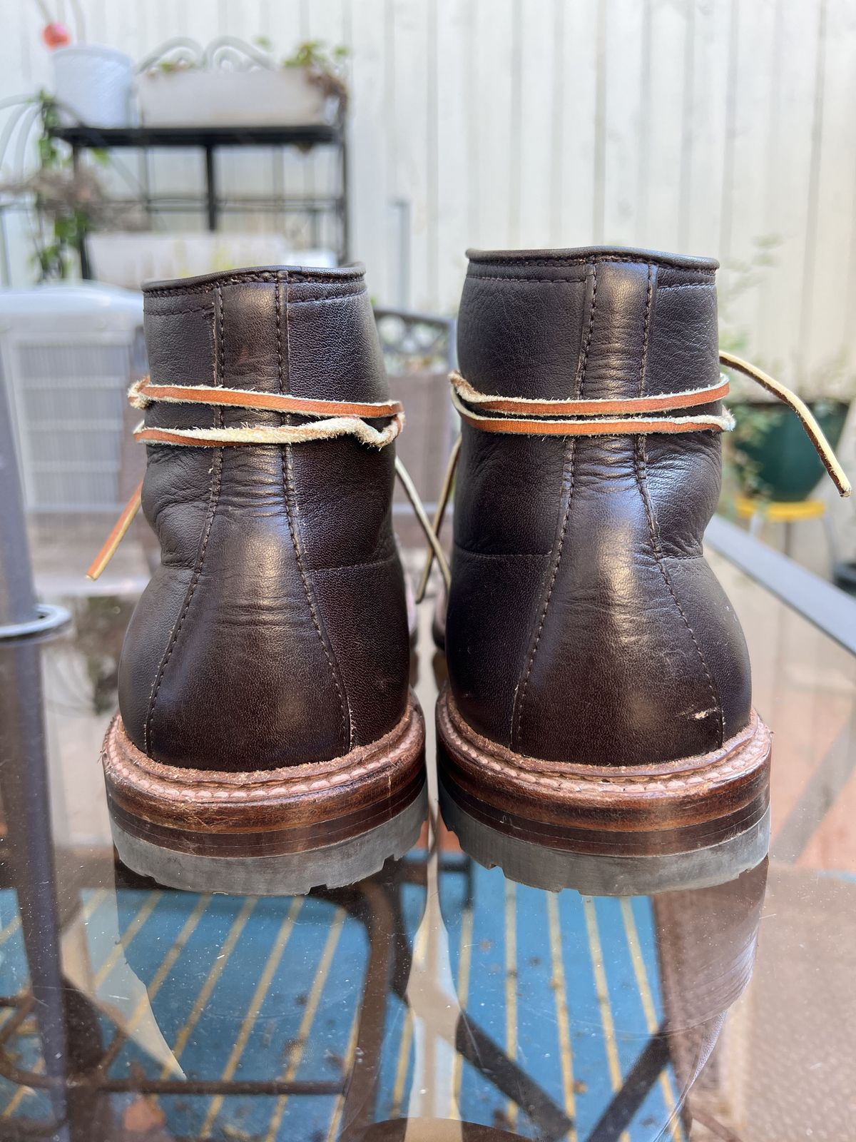 Photo by patinathunderdome on November 1, 2021 of the Alden Tanker Boot in Horween Arabica Lux Calfskin.