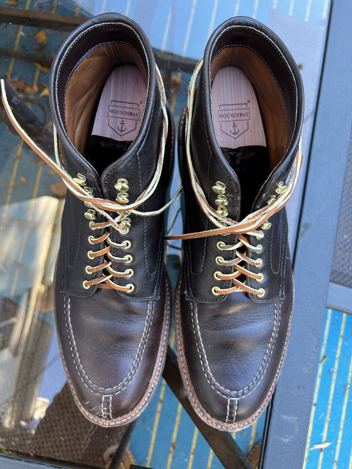 Photo by patinathunderdome on November 1, 2021 of the Alden Tanker Boot in Horween Arabica Lux Calfskin.
