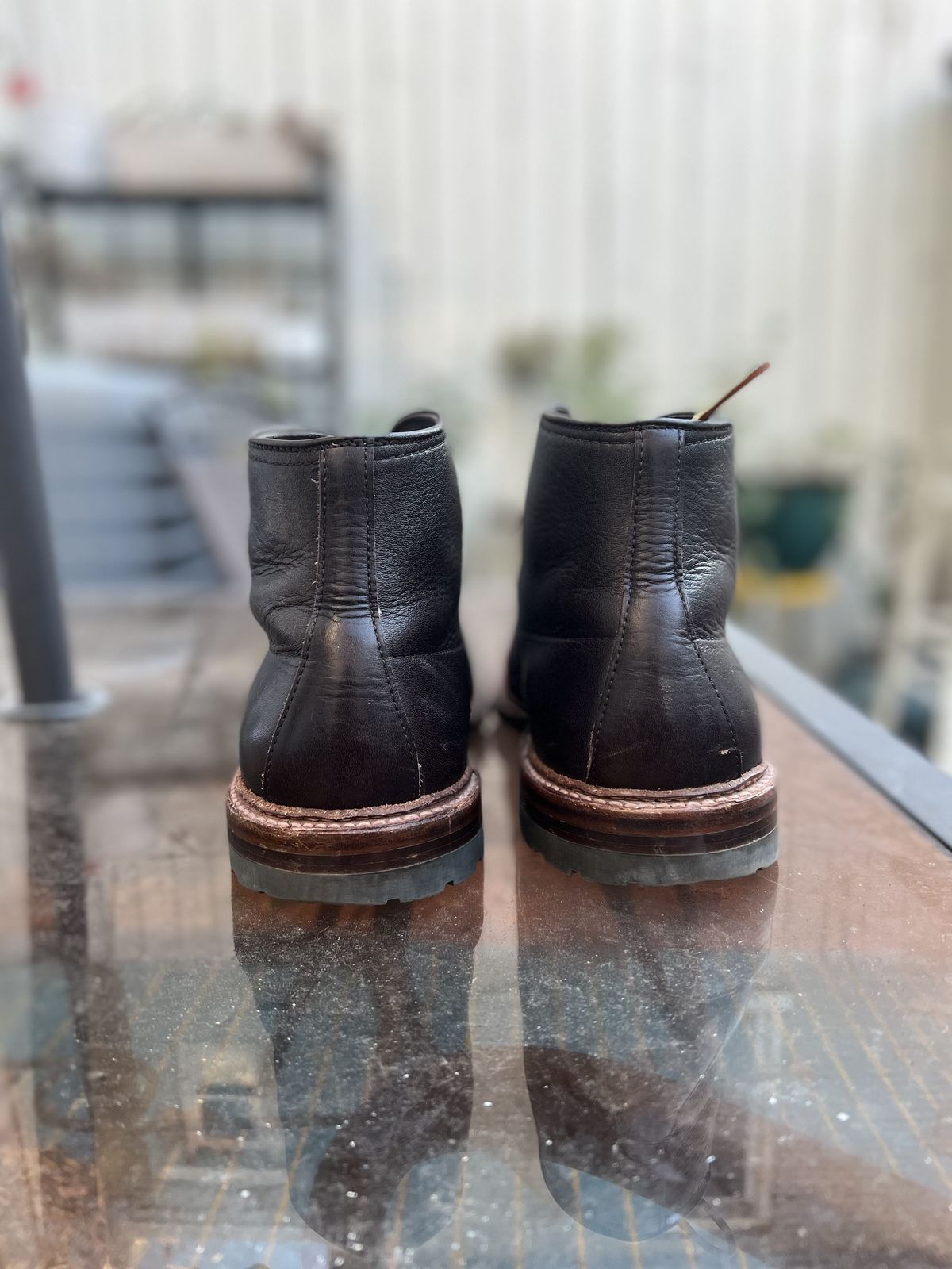 Photo by patinathunderdome on December 1, 2021 of the Alden Tanker Boot in Horween Arabica Lux Calfskin.