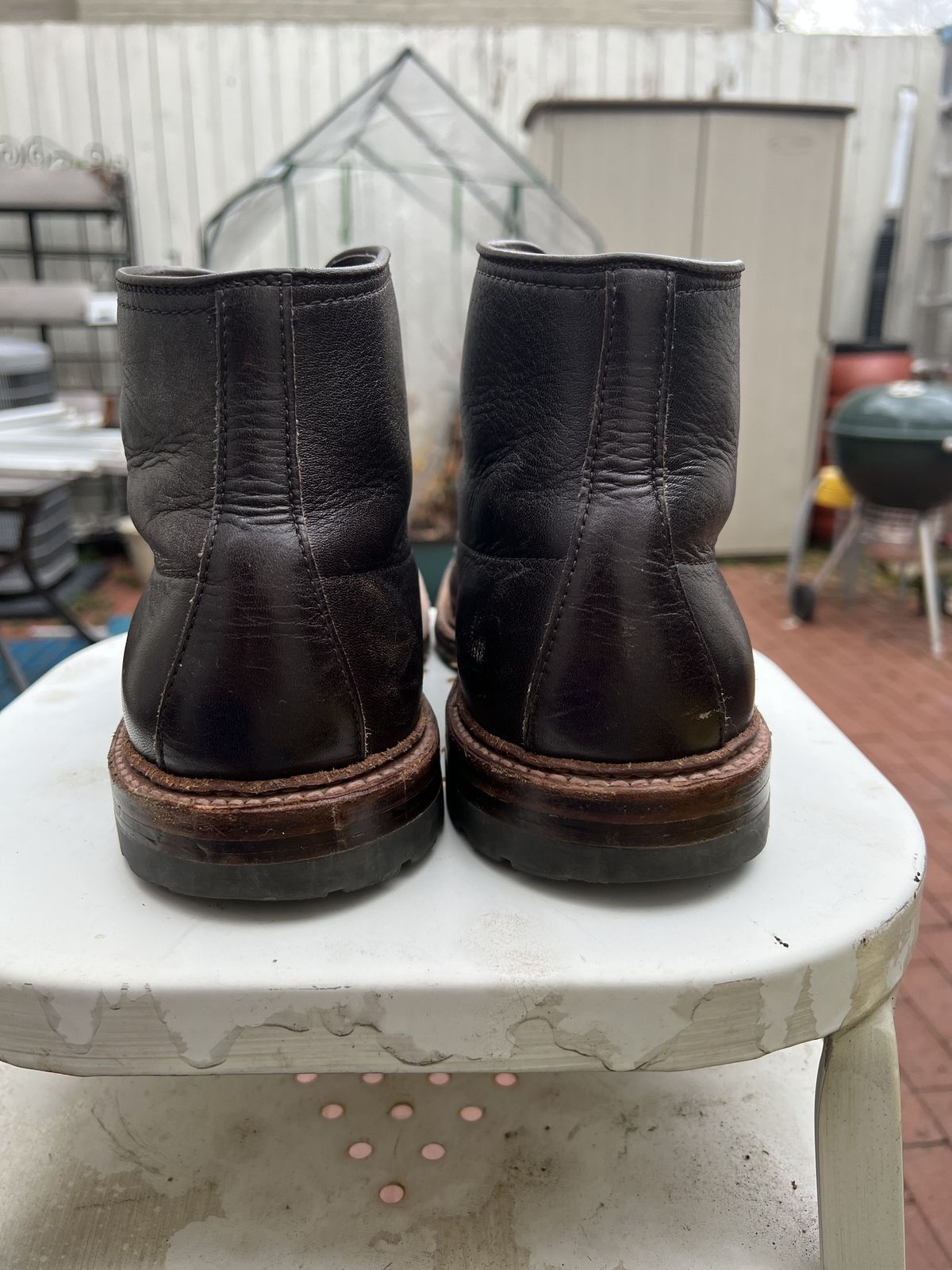 Photo by patinathunderdome on April 1, 2022 of the Alden Tanker Boot in Horween Arabica Lux Calfskin.