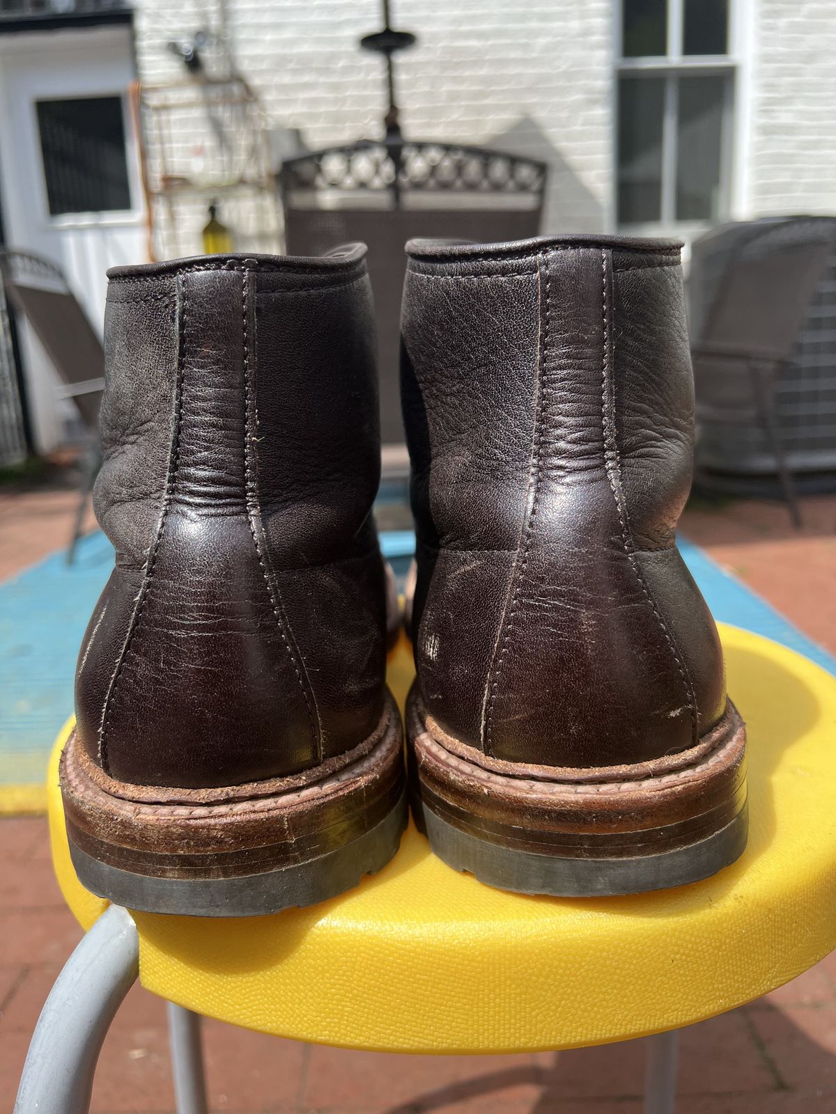 Photo by patinathunderdome on May 3, 2022 of the Alden Tanker Boot in Horween Arabica Lux Calfskin.