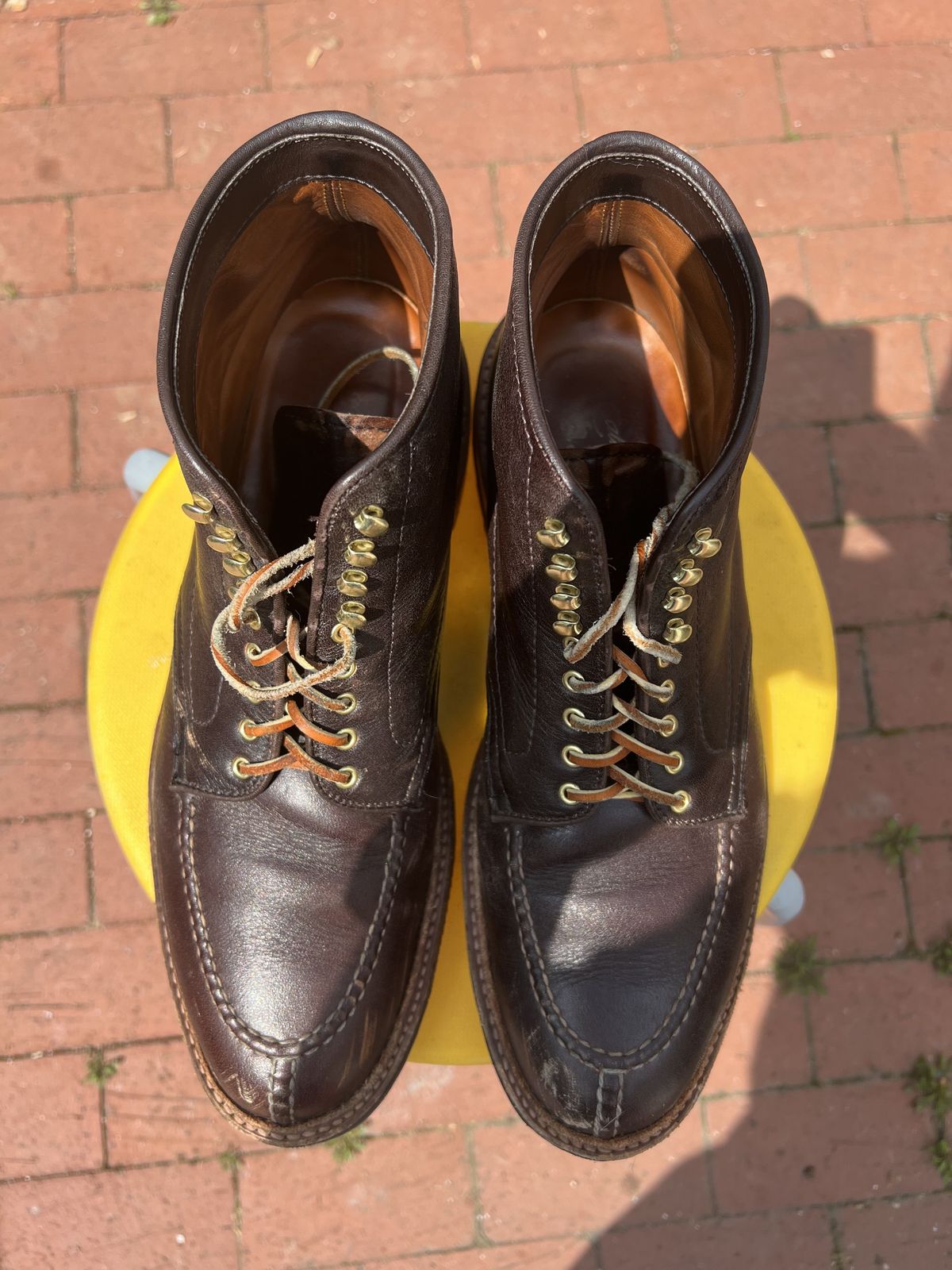 Photo by patinathunderdome on May 3, 2022 of the Alden Tanker Boot in Horween Arabica Lux Calfskin.