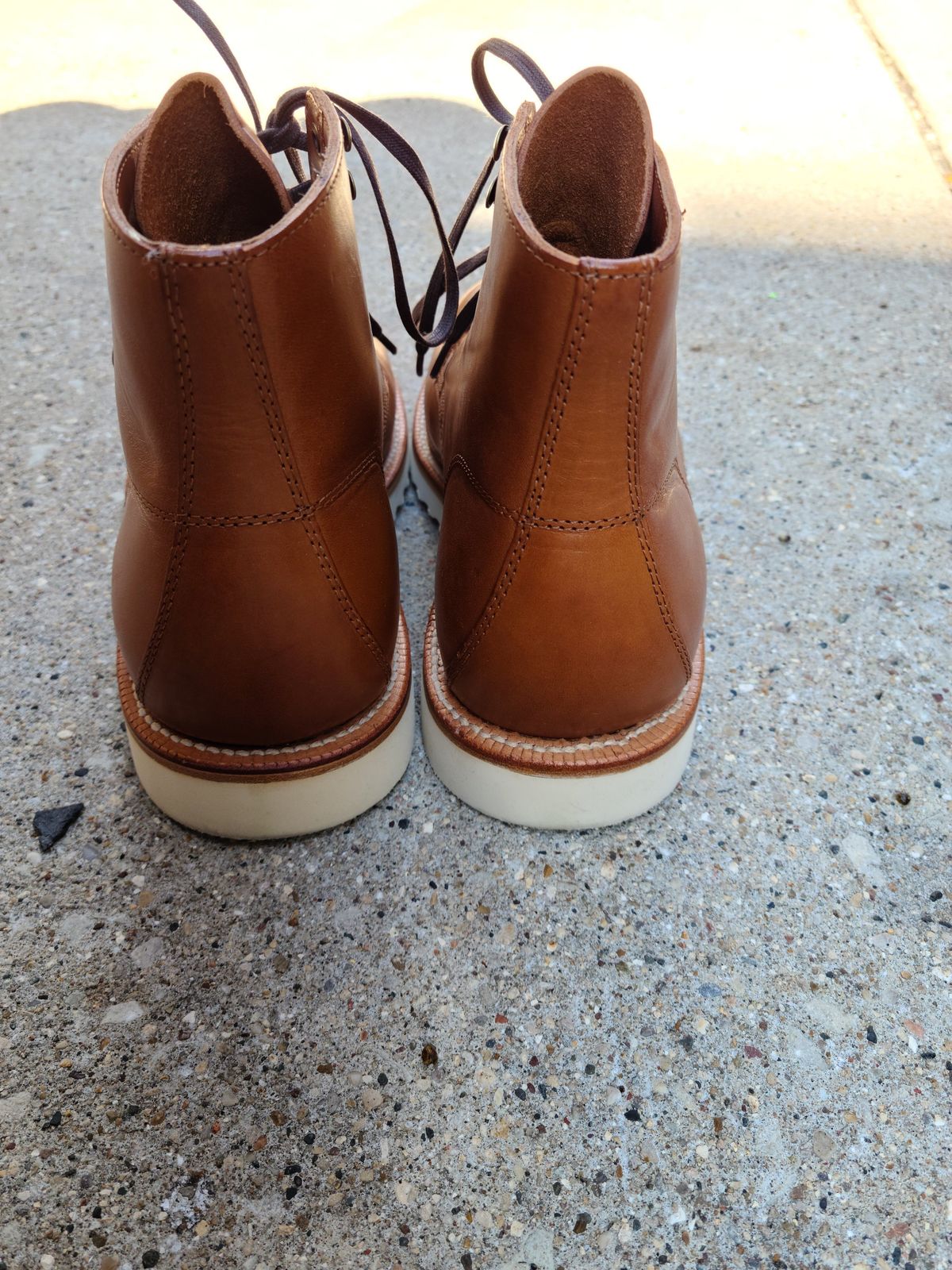 Photo by patinathunderdome on November 1, 2021 of the Grant Stone Brass Boot in Badalassi Carlo Saddle Tan Minerva.