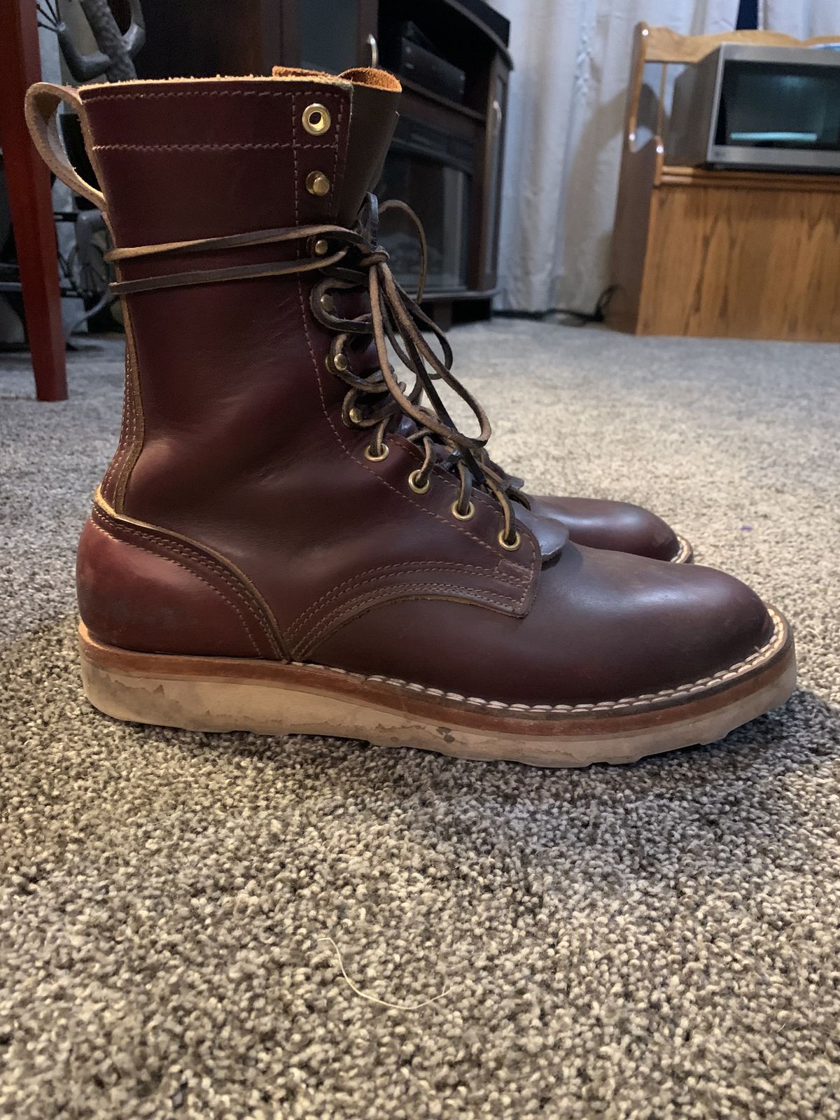 Photo by patinathunderdome on November 3, 2021 of the Nicks Traveler in Horween Color 8 Chromexcel.
