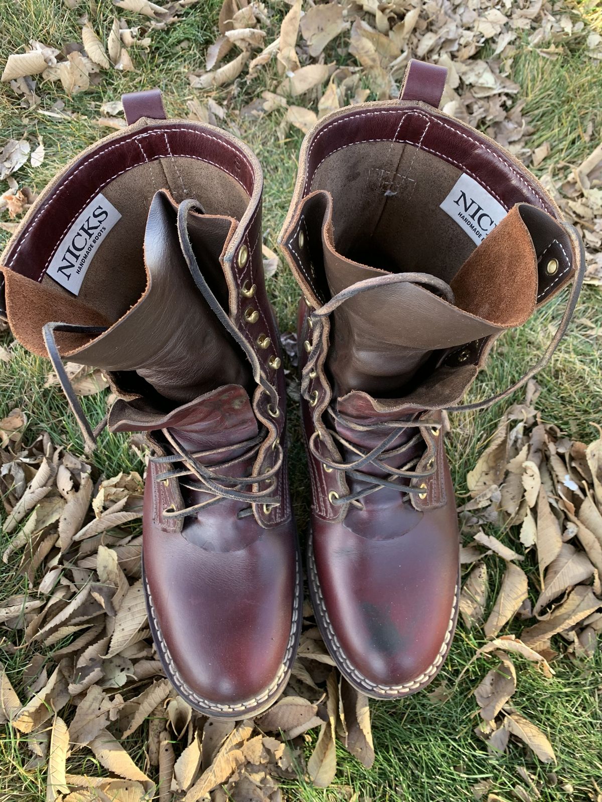 Photo by patinathunderdome on December 4, 2021 of the Nicks Traveler in Horween Color 8 Chromexcel.