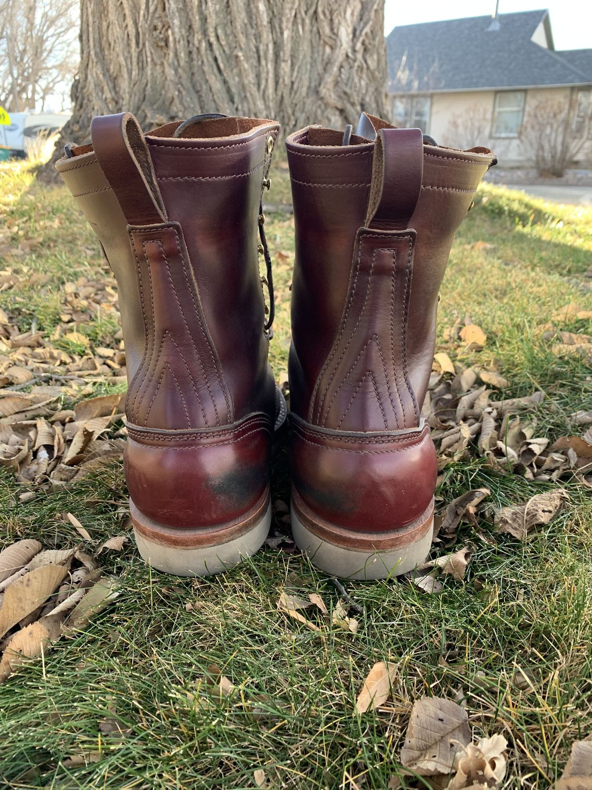 Photo by patinathunderdome on December 4, 2021 of the Nicks Traveler in Horween Color 8 Chromexcel.