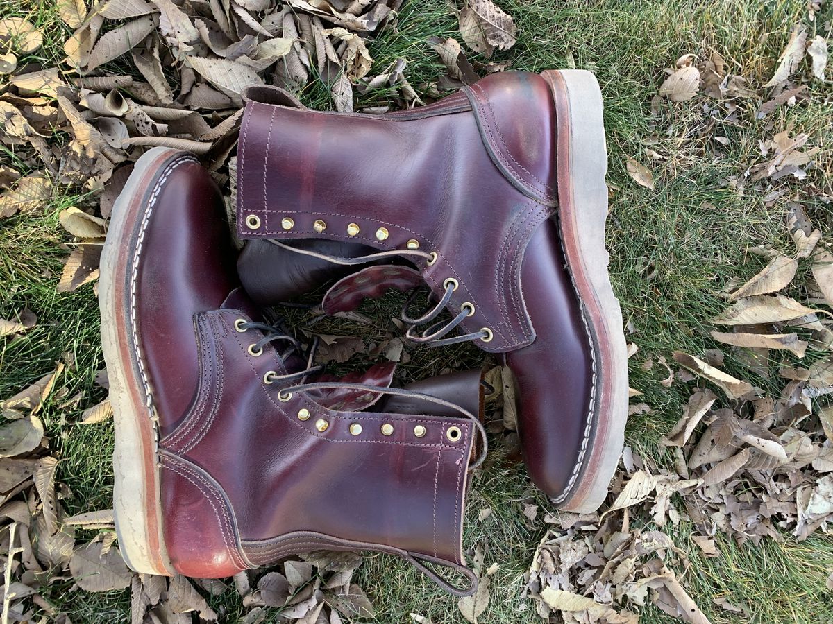 Photo by patinathunderdome on December 4, 2021 of the Nicks Traveler in Horween Color 8 Chromexcel.
