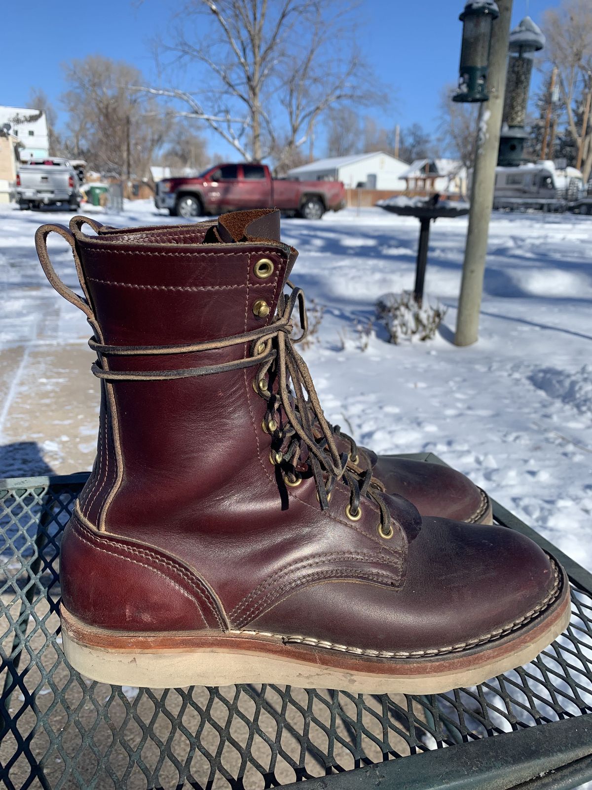 Photo by patinathunderdome on January 2, 2022 of the Nicks Traveler in Horween Color 8 Chromexcel.